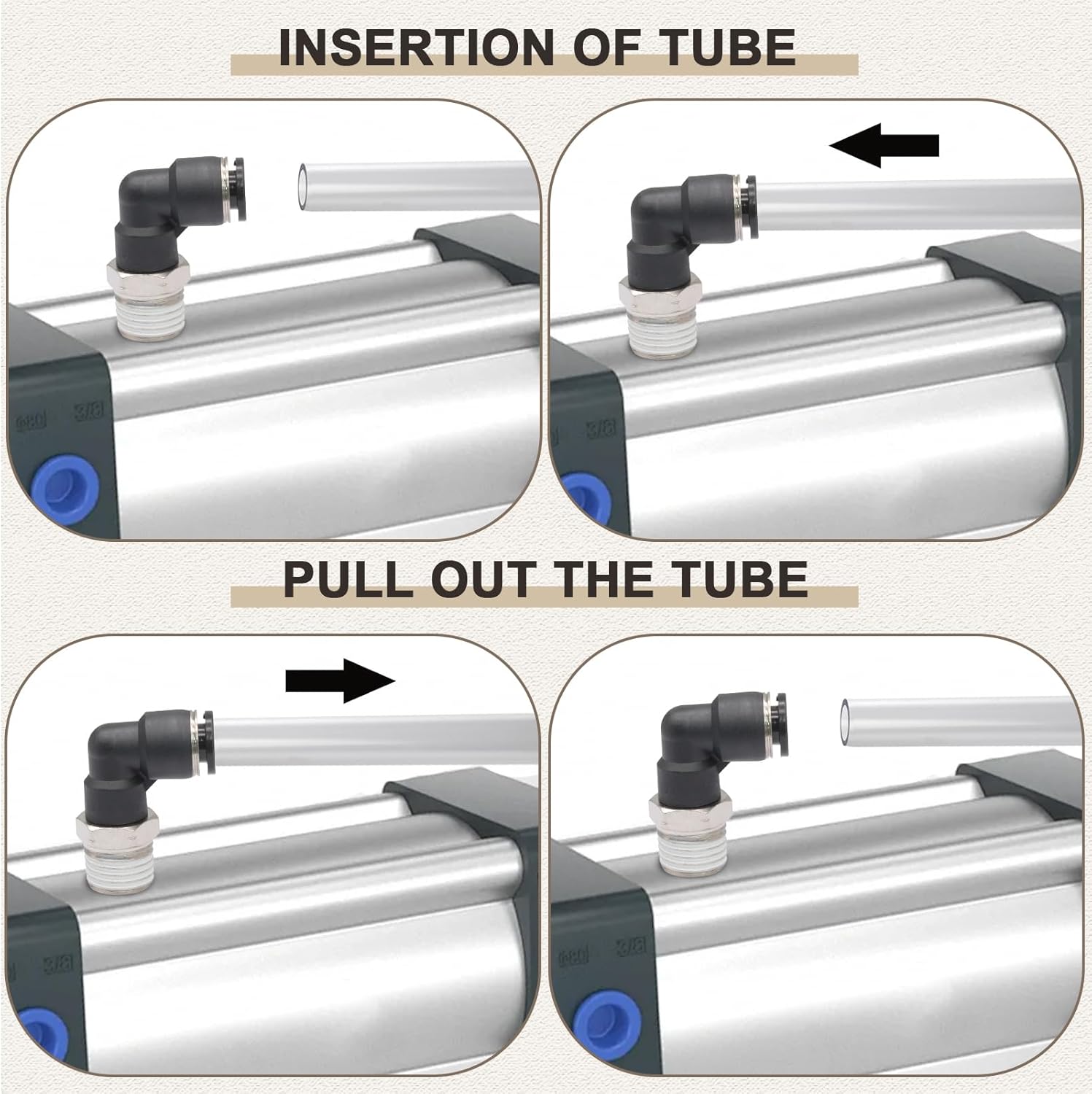 10 Pcs Push to Connect Fittings Male Elbow 1/4 Inch Tube OD x 1/8 Inch NPT Thread Quick Connect Air Line Fittings 90 Degree Pneumatic Tube Fittings