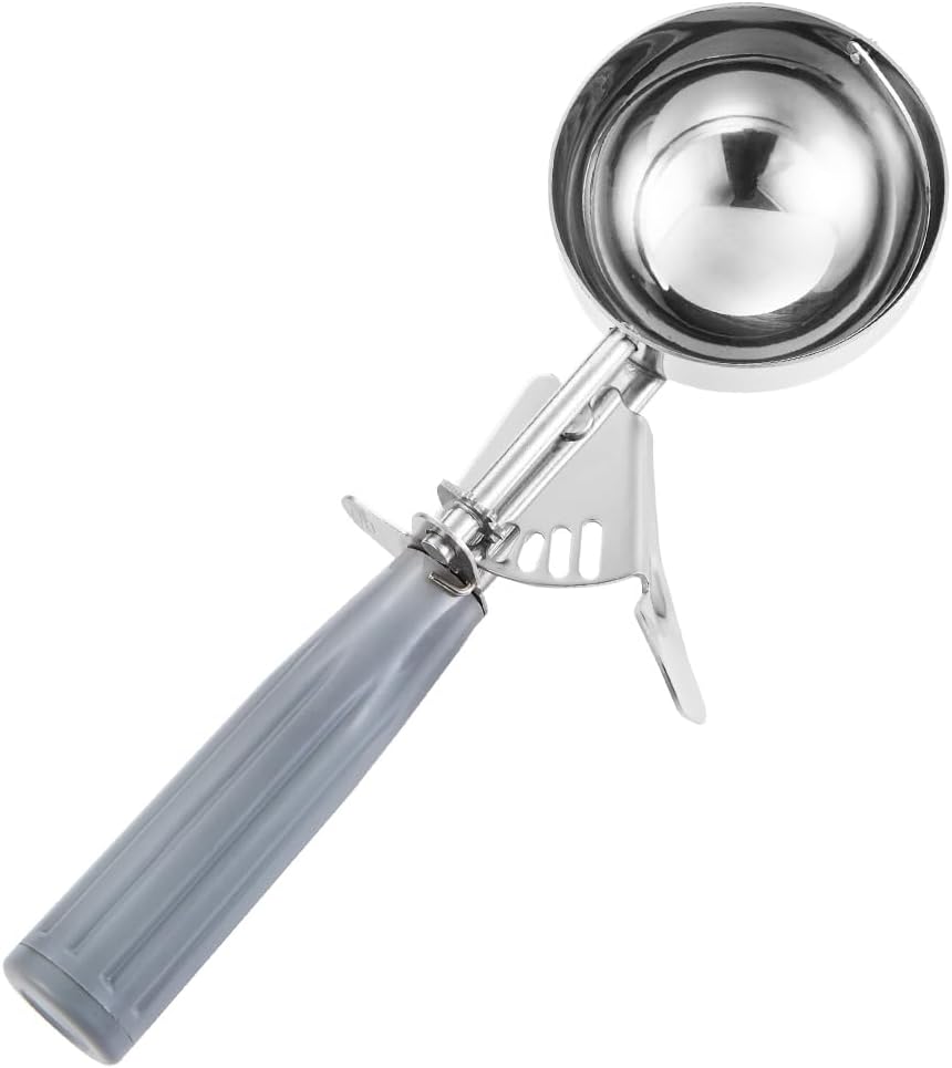 Portion Scoop - #8 4 oz - Disher, Large Cookie Scoop, Food Scoops, Muffin Scoops - Portion Control - 18/8 Stainless Steel, Grey Handle