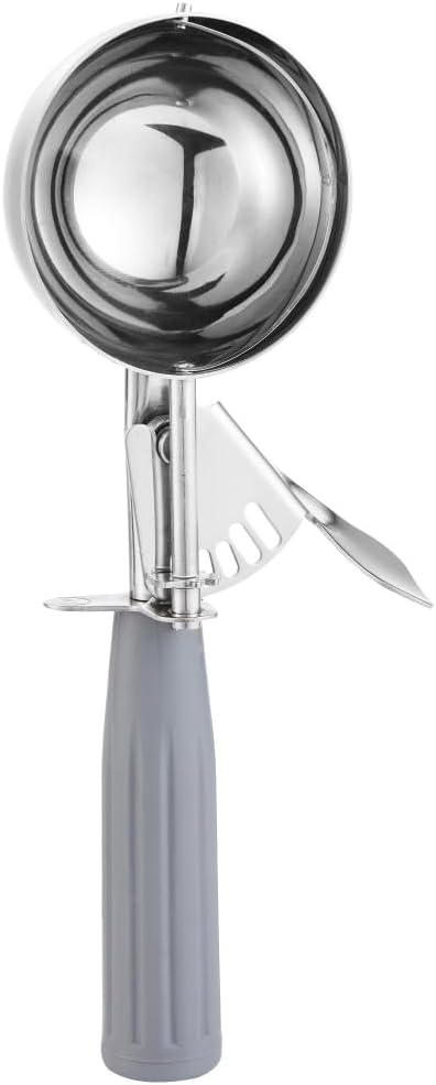 Portion Scoop - #8 4 oz - Disher, Large Cookie Scoop, Food Scoops, Muffin Scoops - Portion Control - 18/8 Stainless Steel, Grey Handle