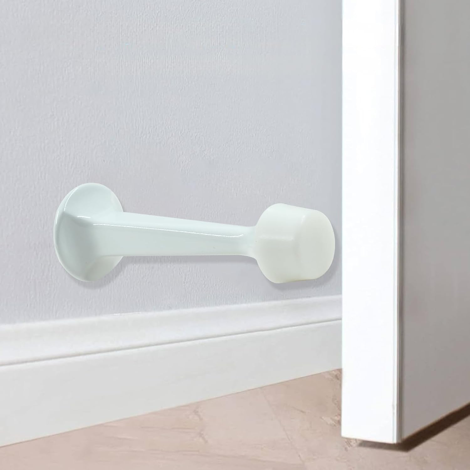 5 Pack Solid Rigid Door Stops Heavy Duty Door Stops 3" Door Stoppers with Rubber Tip for Wall & Door Protection, White