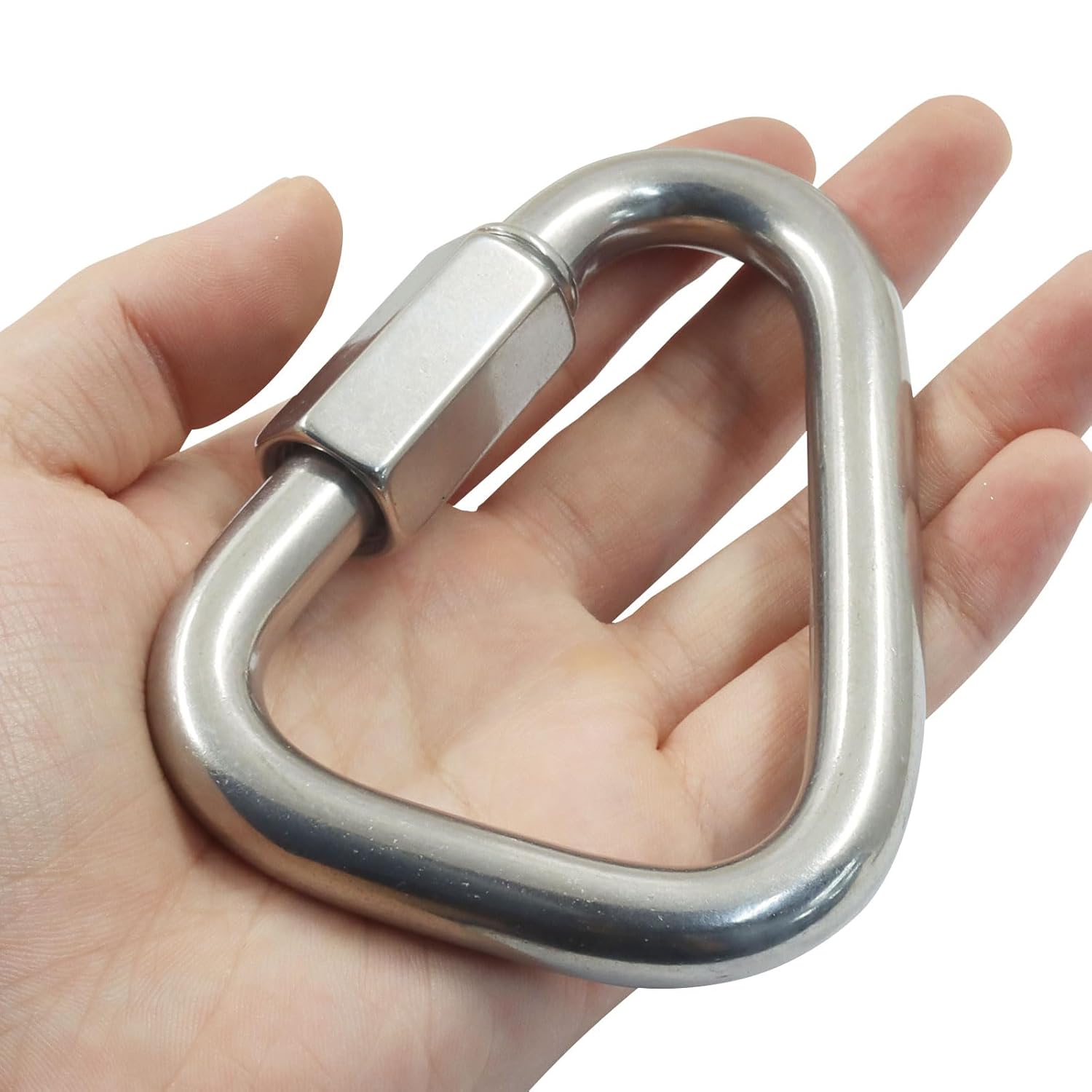 4.1 Inch Delta Quick Link, Stainless Steel Triangle Quick Connector M12 Heavy Duty Chain Connector 1 Pack, 2517 Lbs Capacity