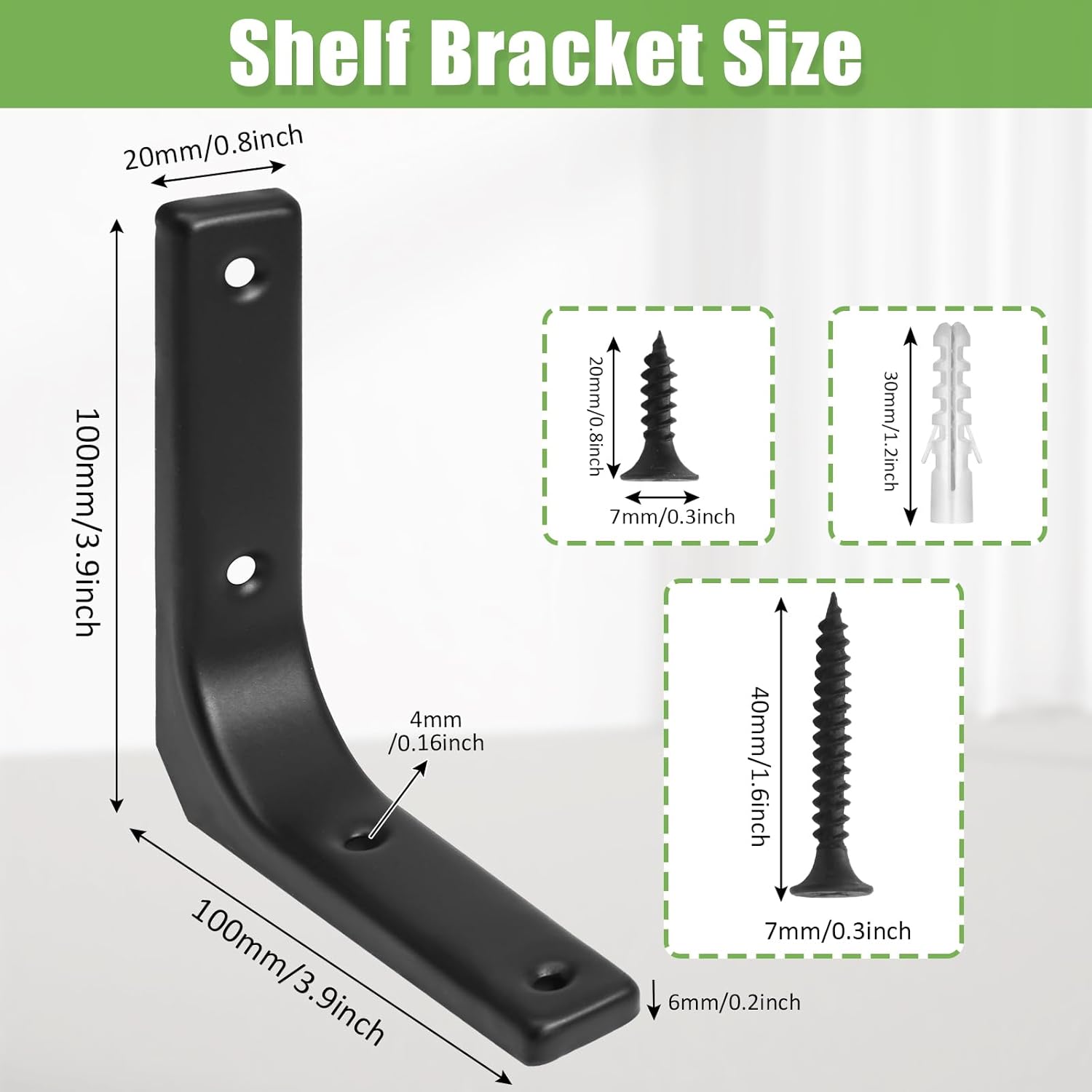 4 Pack Wall Shelf Brackets, 4 x 4 Inch Heavy Duty Shelf Support Bracket, Floating Shelf Bracket L Bracket Corner Brace Support Decorative Joint Angle Bracket, Matte Black
