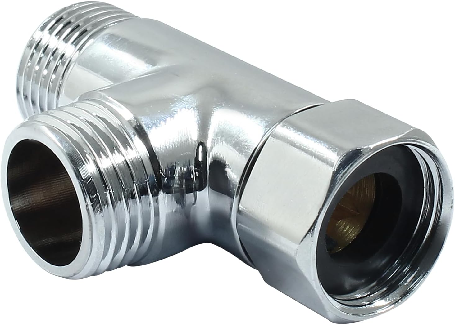 G1/2" 3 Way Diverter Valve, Solid Brass Tee Adapter Connection for Bath Shower Arm, Bidet Sprayer Faucet Silver