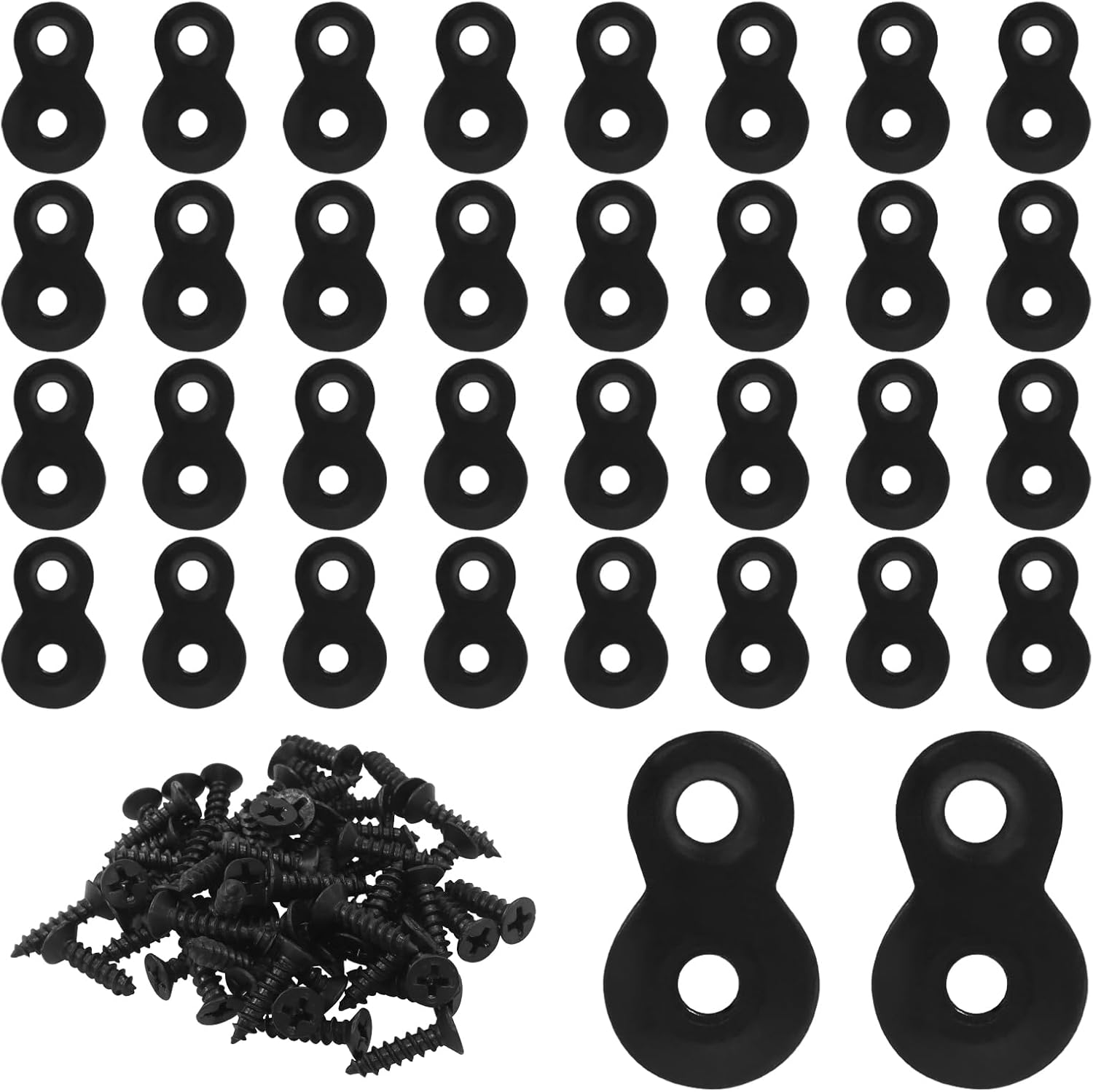 30 Pack Heavy Duty Figure 8 Fastener Clips, Solid Steel Fasteners Screws Heavy Duty Clips, Durable Table Top Connector for Desk Assembly/DIY Enthusiasts/Home Black