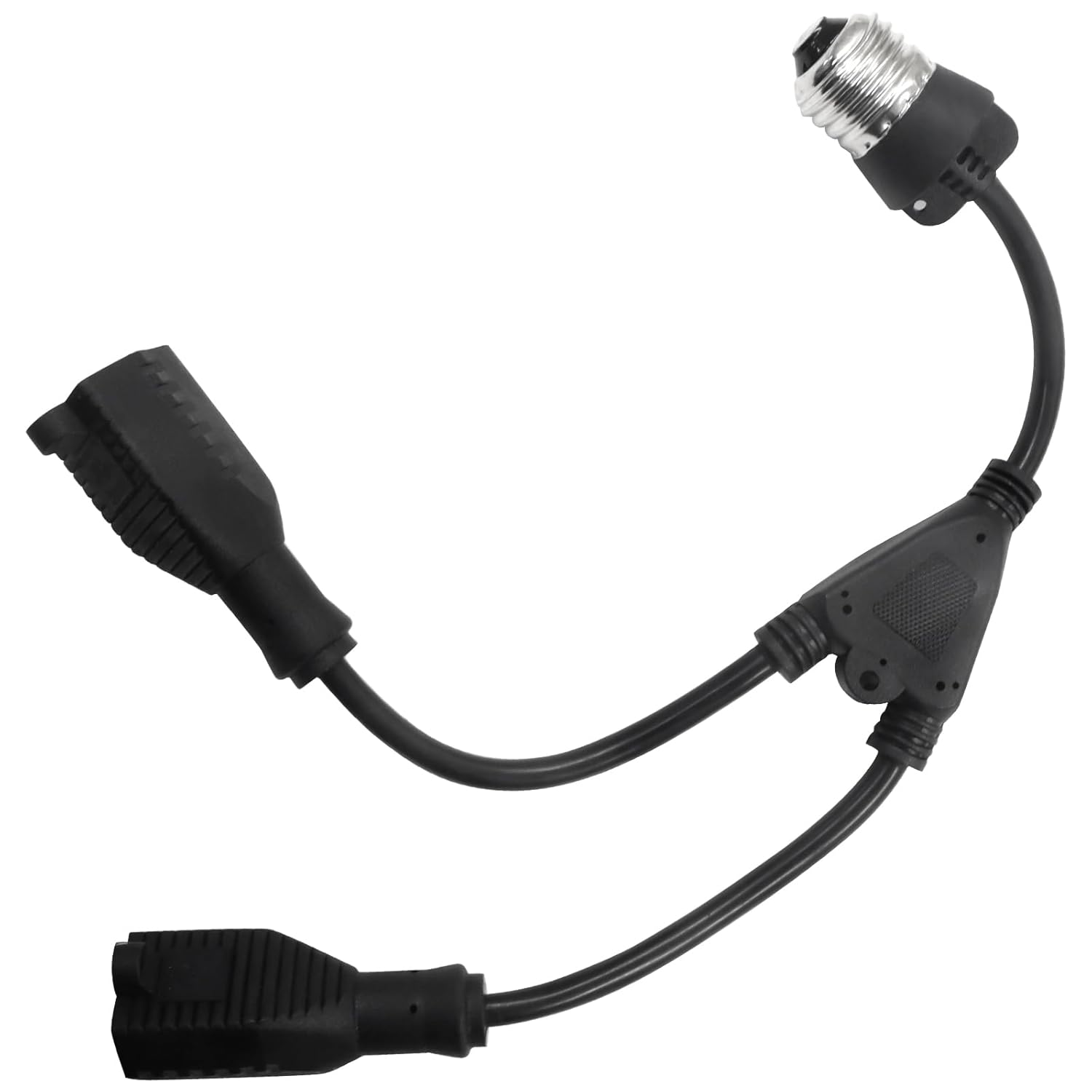 2 in 1 Light Socket Adapter, Convert E26/E27 Bulb Socket to 2 Pieces 3 Prong Outlet for Porch Patio Garage Use Black, 1 Pack