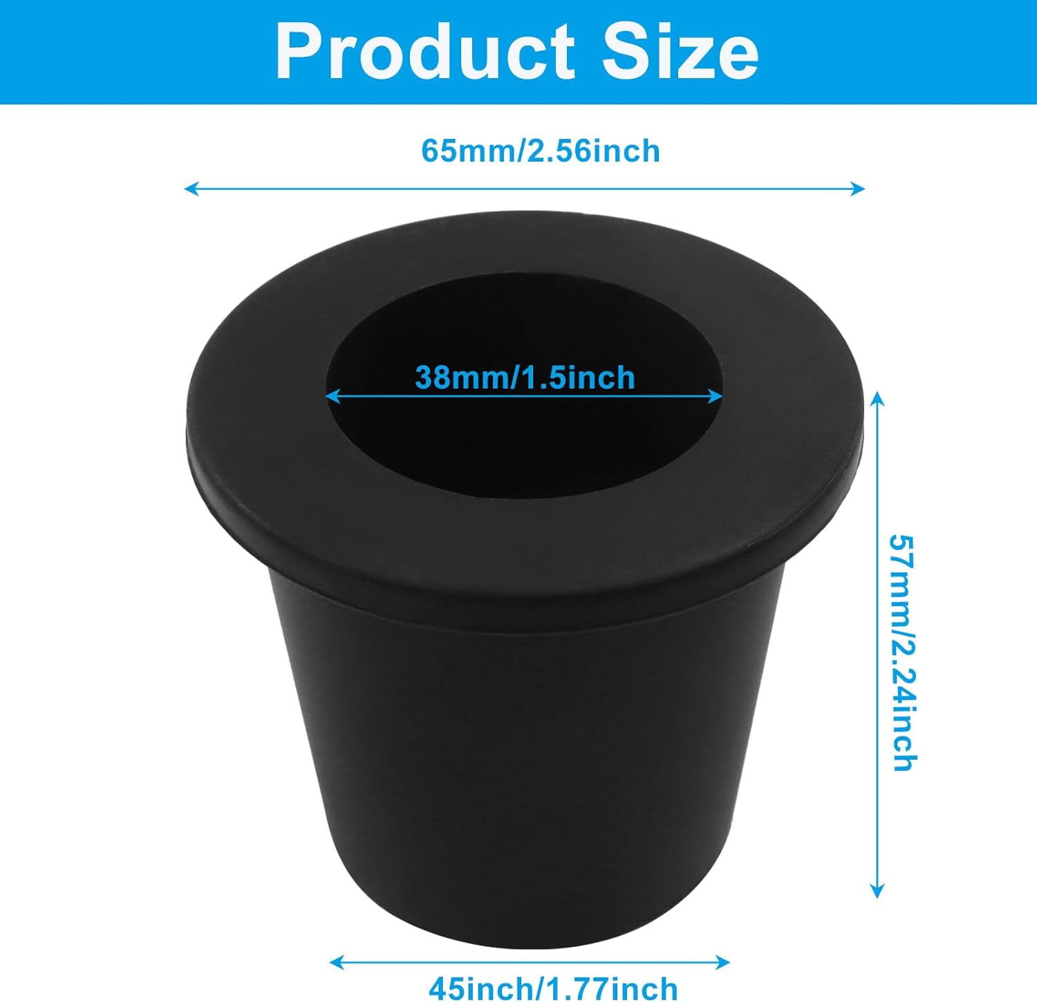 2 Pack Umbrella Hole Plug Holder, Clear Cone Wedge Stabilizer Sleeve Umbrella Adapter, 1.5in 38mm Versatile Patio Table Accessories for Outdoor Beach Picnic/Yard Patio Users Black