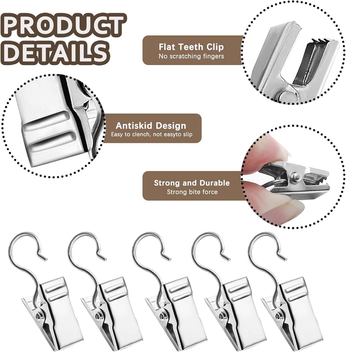 Small Hanging Clip for Curtains - 100 Pack Camper Awning Lights Clips with Light Hanger Hooks, Best for Camp Tent Photo Display Indoor Outdoor Decoration Silver