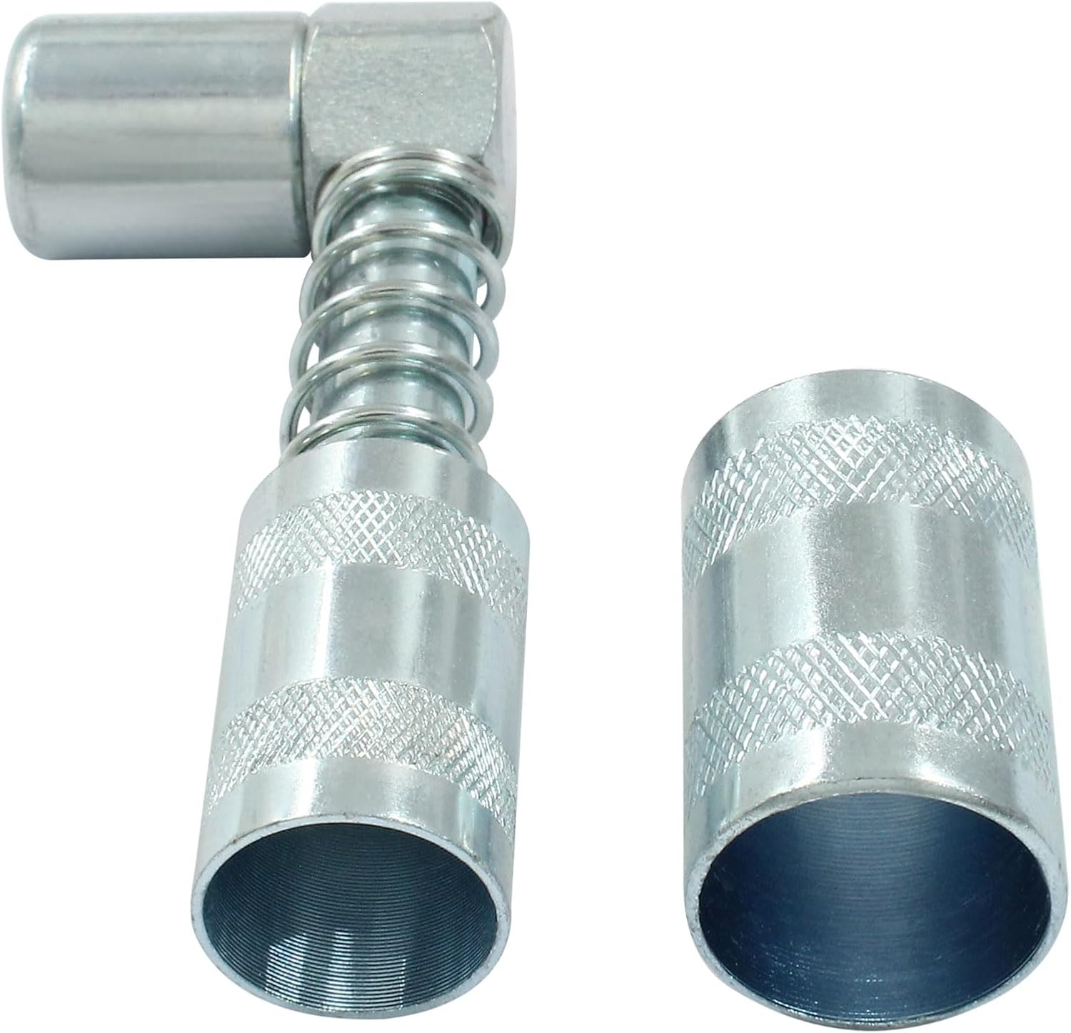 1 Pack 90 Degree Grease Coupler Adapter with Sleeves, Grease Gun Coupler Snaps onto Grease Fittings in Tight Spaces for Farm Truck Auto Industrial Use
