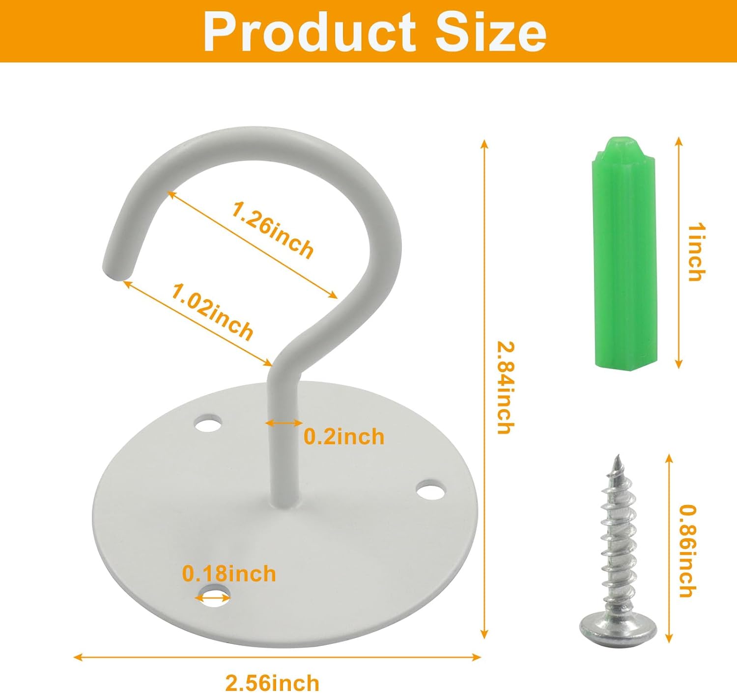 3 Pack Heavy Duty Ceiling Hooks, Metal Wall Mounted Hangers for Indoor Outdoor Bird Feeders Planters, Hanging Plants White