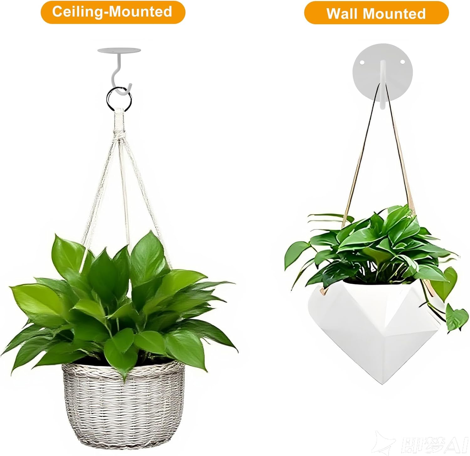 3 Pack Heavy Duty Ceiling Hooks, Metal Wall Mounted Hangers for Indoor Outdoor Bird Feeders Planters, Hanging Plants White