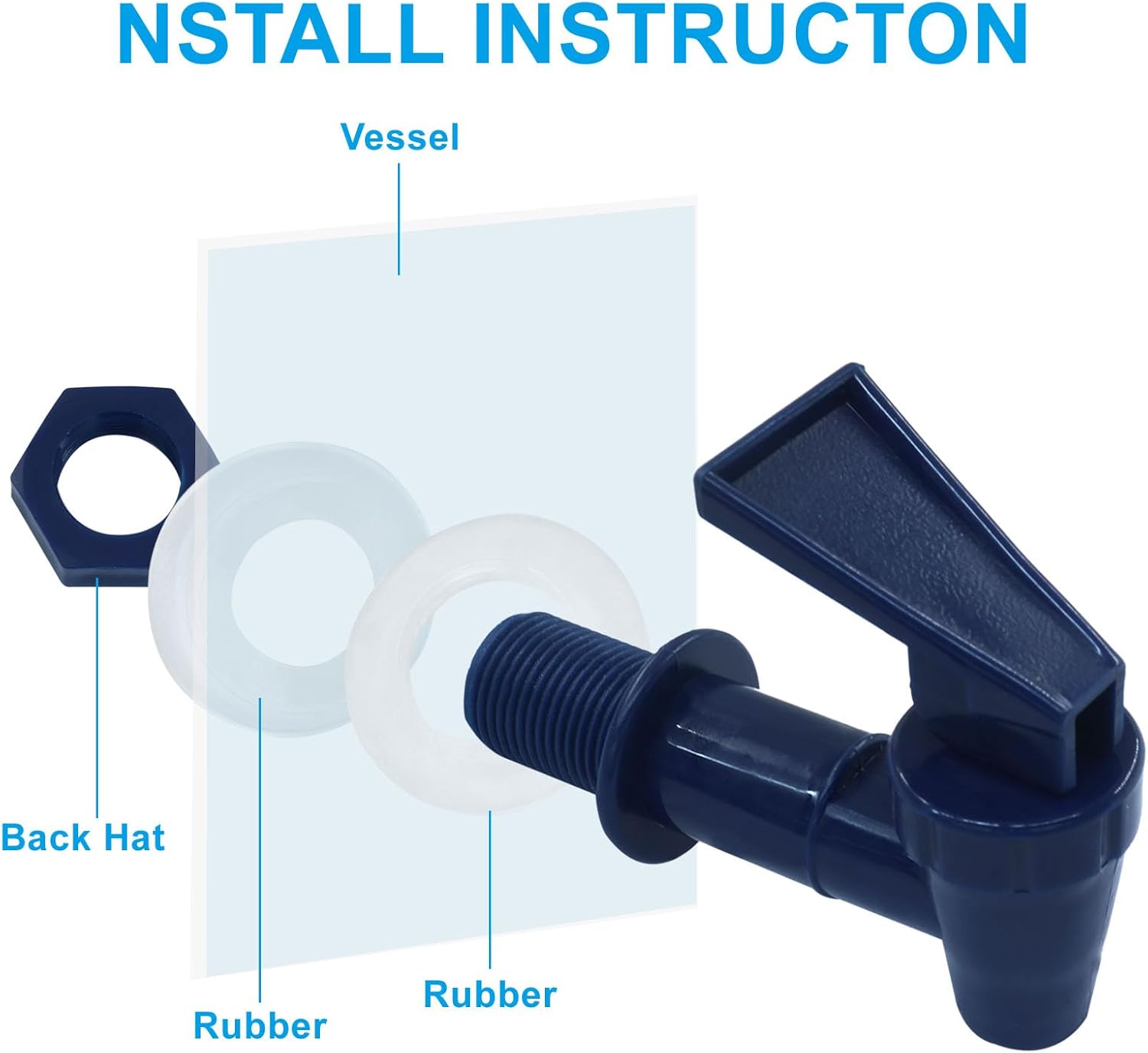 4 Pcs Replacement Cooler Faucet, BPA Free Water Dispenser Tap Reusable Spigot Spout, Beverage Lever Pour Dispenser Valve for Water Jug/Ceramic Crock Dark Blue
