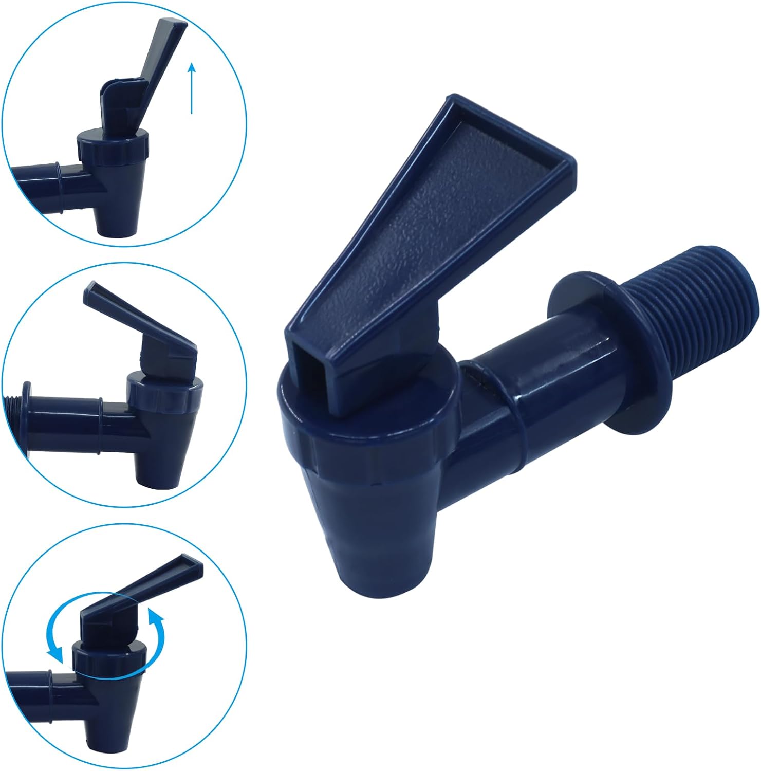 4 Pcs Replacement Cooler Faucet, BPA Free Water Dispenser Tap Reusable Spigot Spout, Beverage Lever Pour Dispenser Valve for Water Jug/Ceramic Crock Dark Blue
