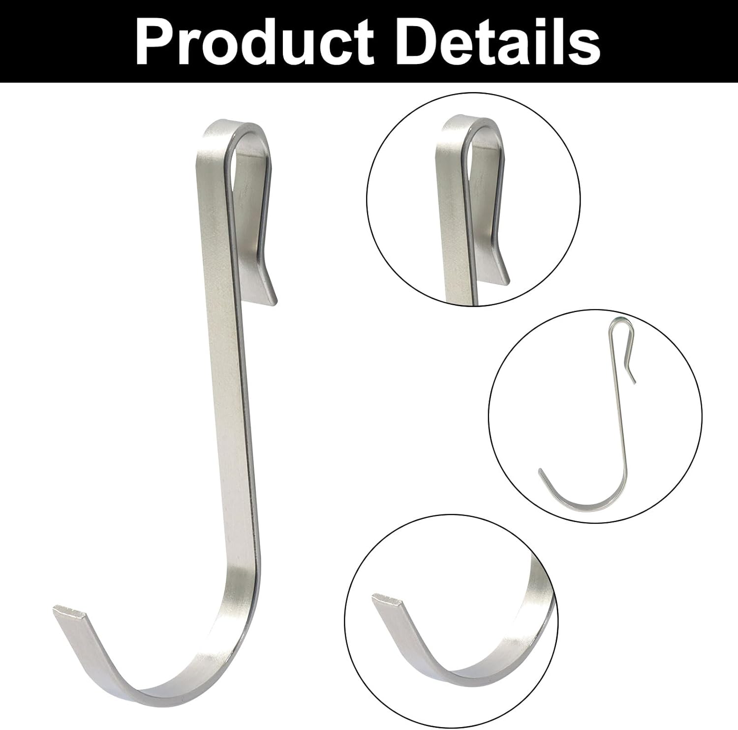 20 Pack J Shaped Clip-on Hook, Stainless Steel Wire Rack Clip-on Hanger, Hanging Sink Grid Shelf for Kitchen/Bedroom/Office Silver