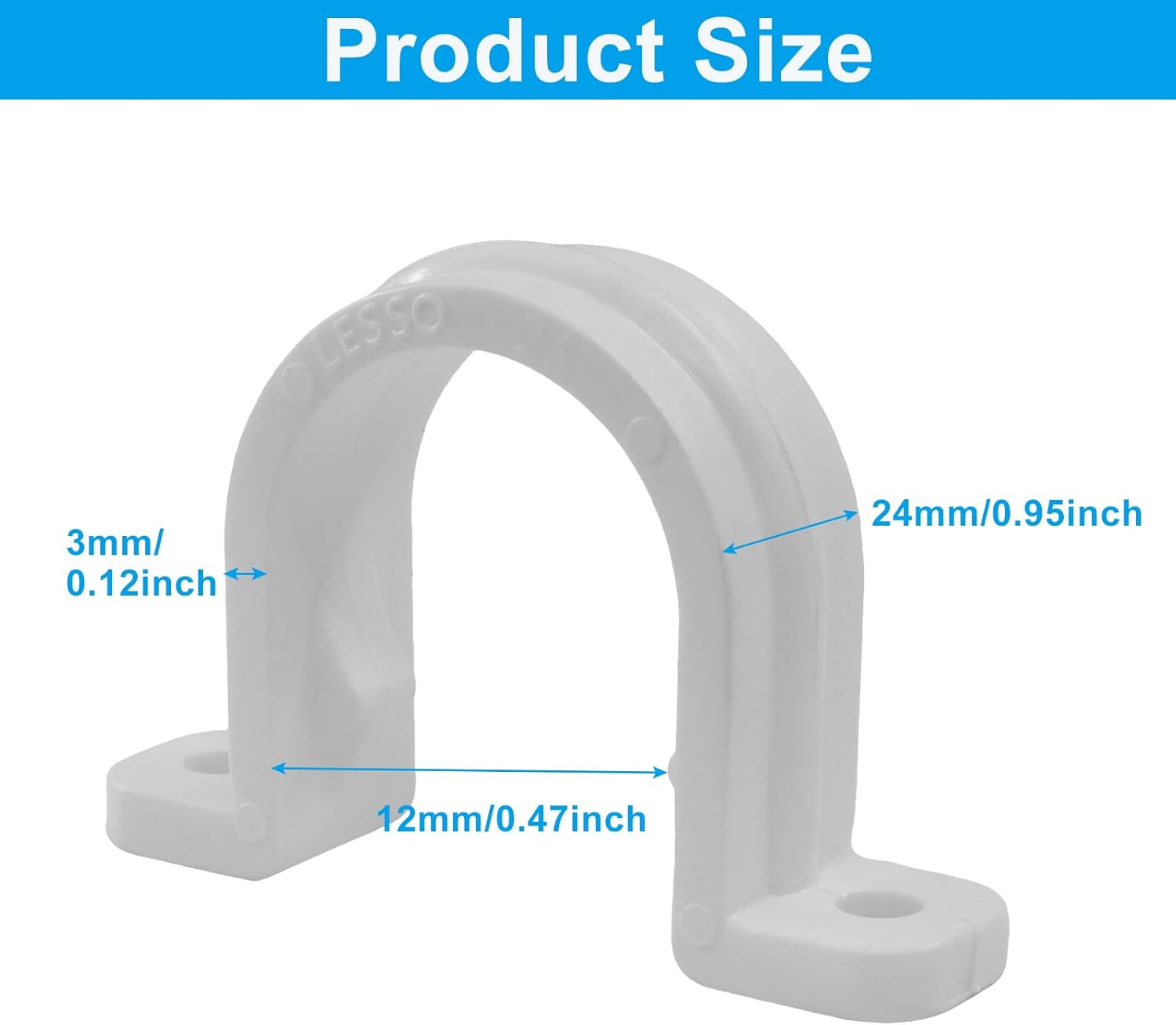 10 Sets SCH 3/4 Inch 25MM Conduit Pipe Clamps, Non-Metallic PVC Pipe Clips Two Hole Plastic clips for Electrical Installation/Contractors