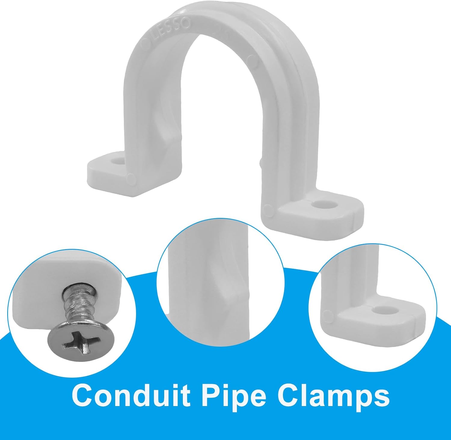 10 Sets SCH 3/4 Inch 25MM Conduit Pipe Clamps, Non-Metallic PVC Pipe Clips Two Hole Plastic clips for Electrical Installation/Contractors