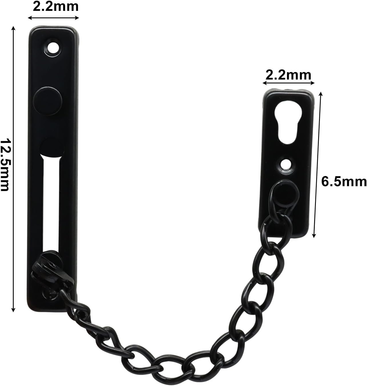 Heavy Duty Door Chain Lock with Mounting Screws, Stainless Steel Door Chain Guard for Front Doors, Pet Safe Black, 2 Pack
