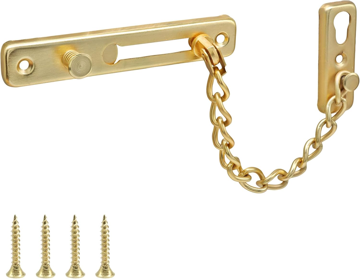 Heavy Duty Door Chain Lock with Mounting Screws, Stainless Steel Door Chain Guard for Front Doors, Pet Safe Gold, 1 Pack