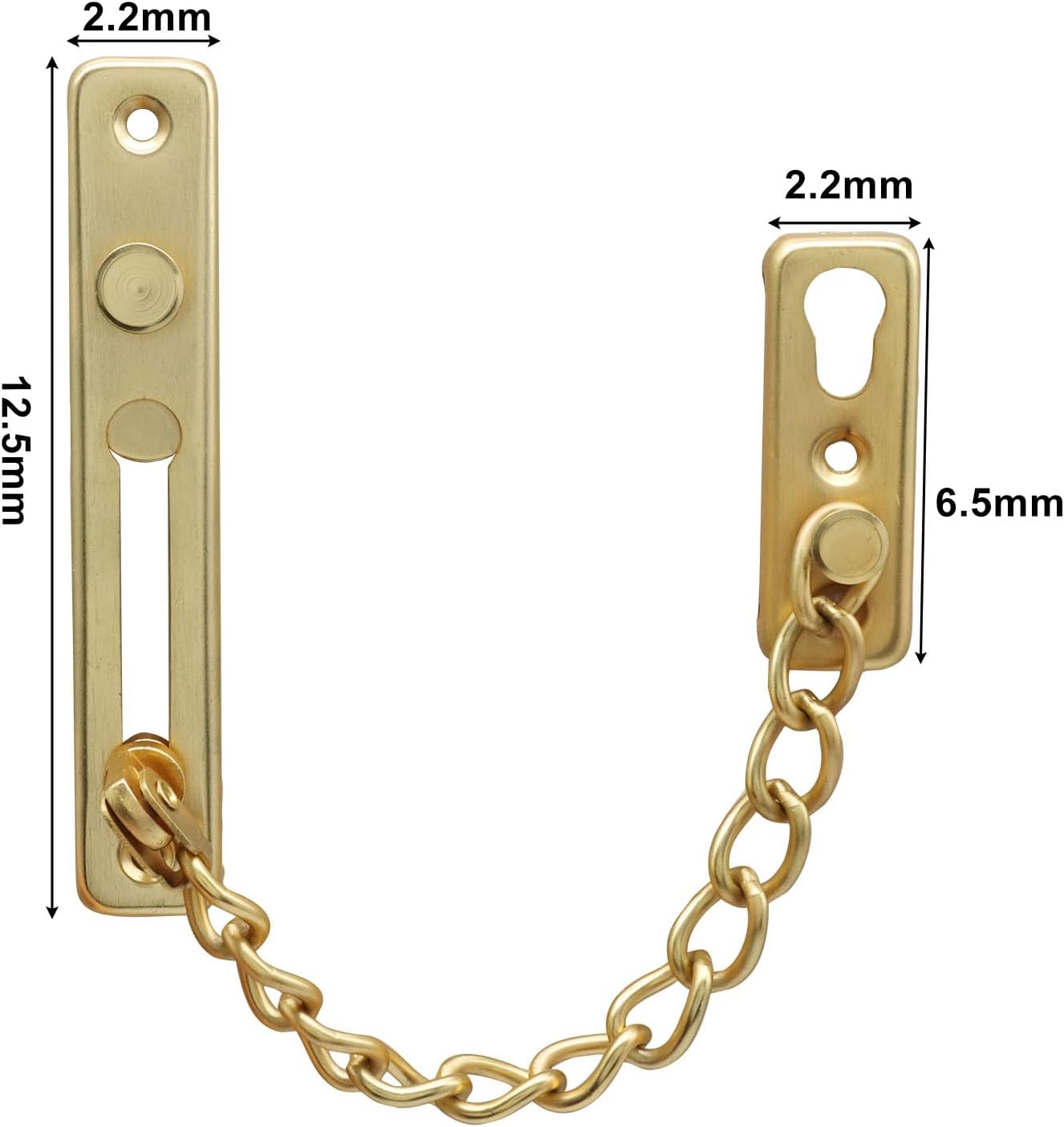 Heavy Duty Door Chain Lock with Mounting Screws, Stainless Steel Door Chain Guard for Front Doors, Pet Safe Gold, 1 Pack