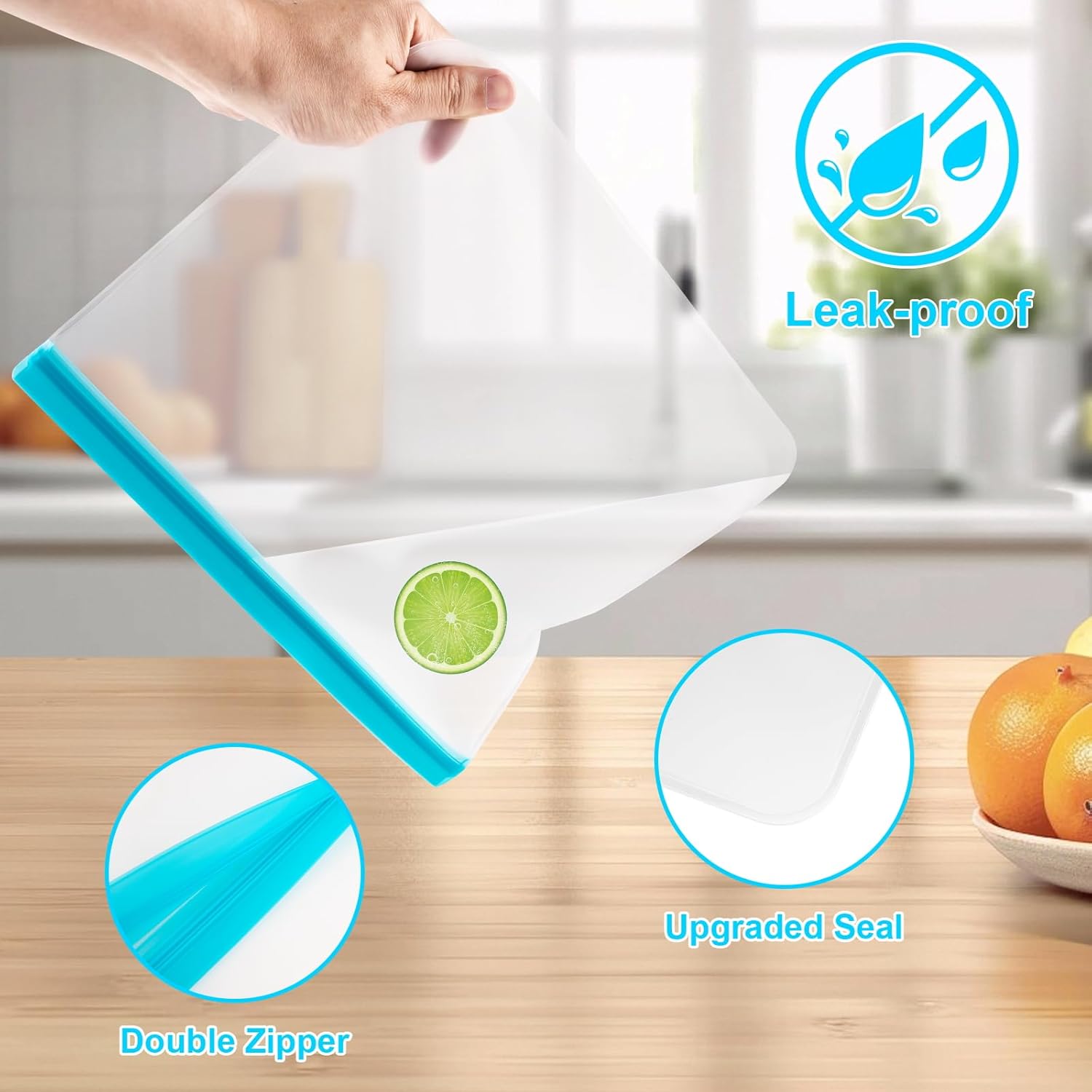 12 Pack Reusable Freezer Bags Dishwasher Safe, Leakproof Food Storage Bags, Silicone Bags for Food Storage Home Organization 4 Reusable Snack Bags 4 Sandwich Bags 4 Gallon Freezer Bags