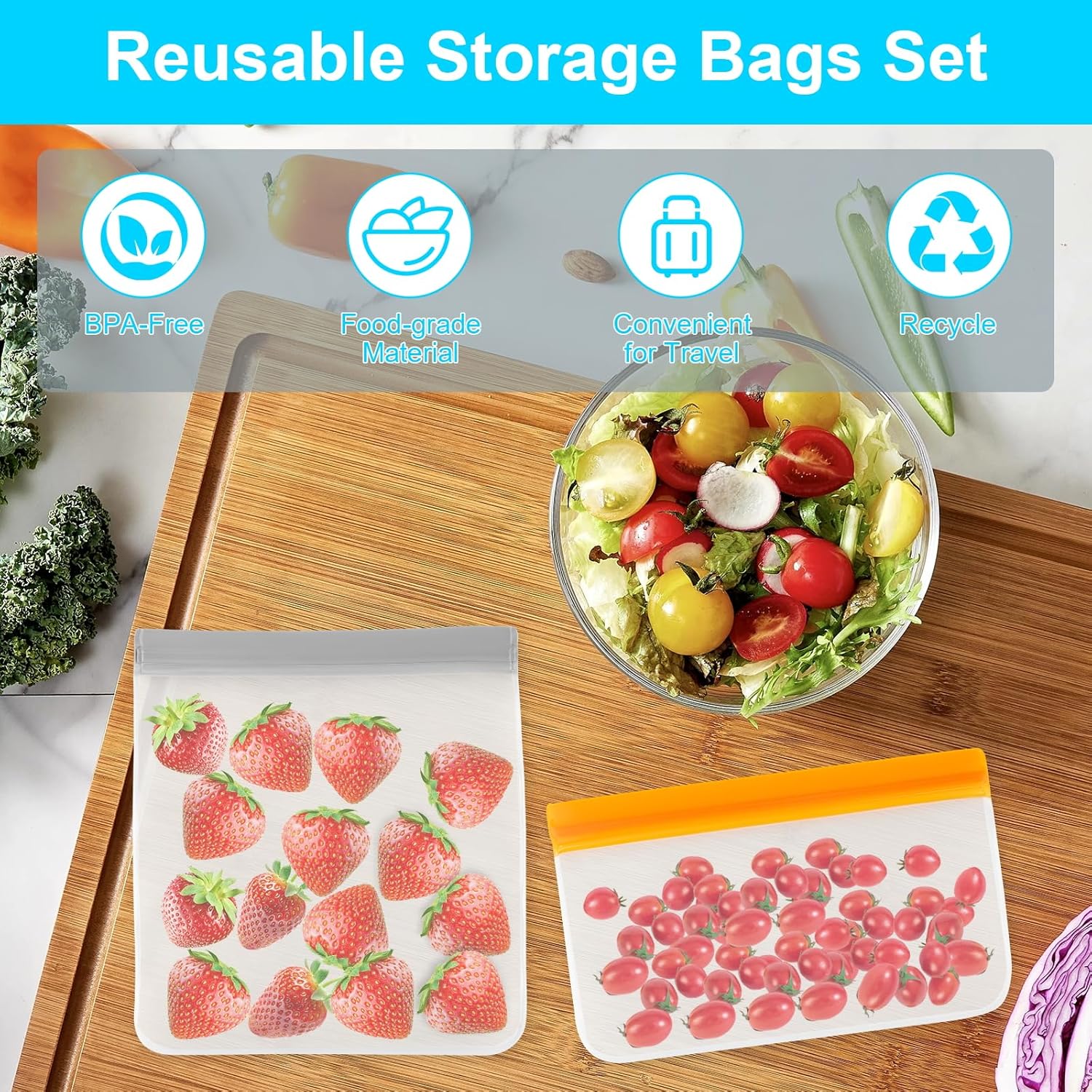 12 Pack Reusable Freezer Bags Dishwasher Safe, Leakproof Food Storage Bags, Silicone Bags for Food Storage Home Organization 4 Reusable Snack Bags 4 Sandwich Bags 4 Gallon Freezer Bags