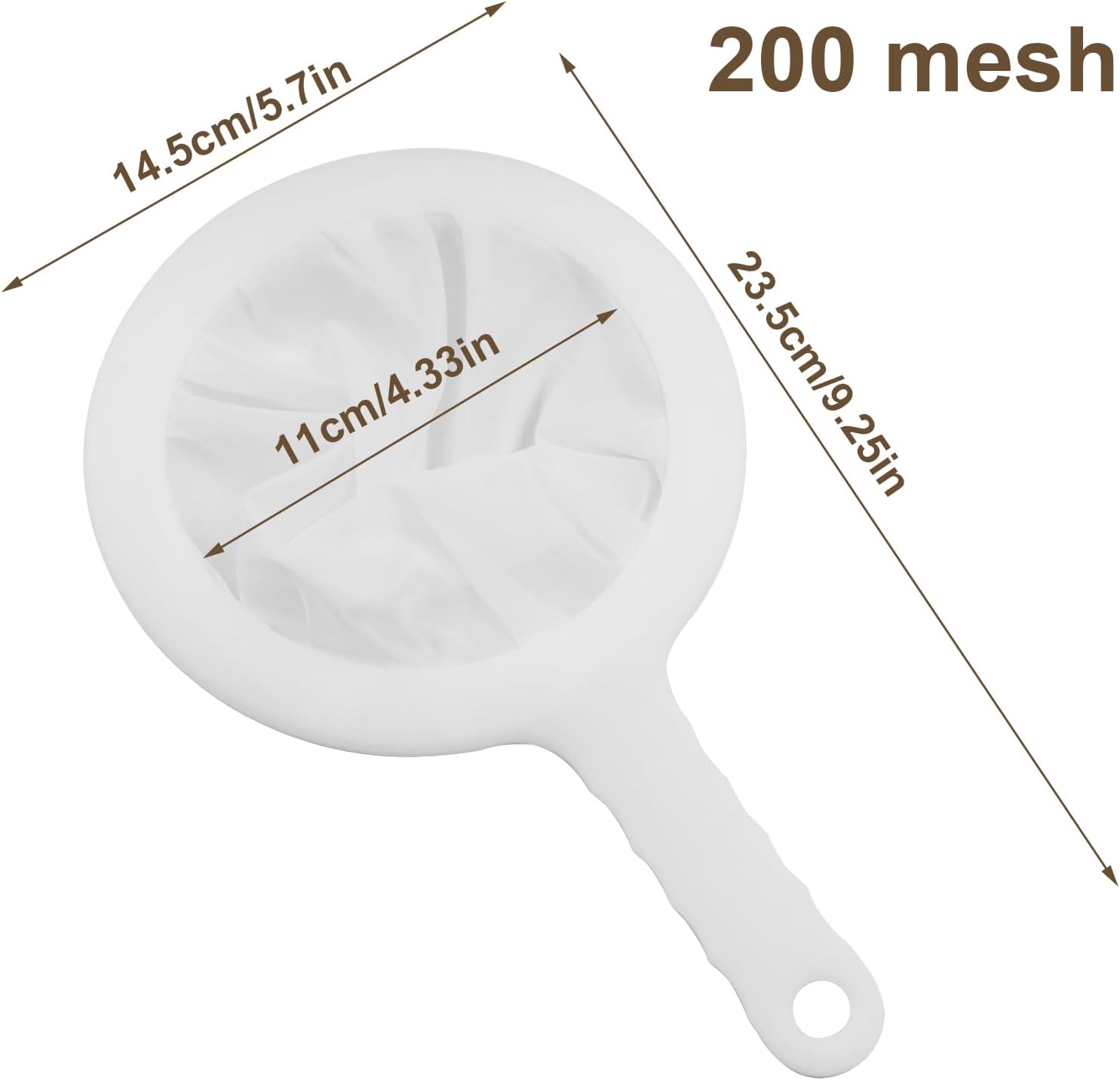 1 Pcs Fine Nylon Mesh Strainers 200 Mesh Fine Filter Spoon 5.7" Plastic Sieve with Handle, Sieve Filter for Food Tea Juice Coffee Milk Yogurt Soy Liquids