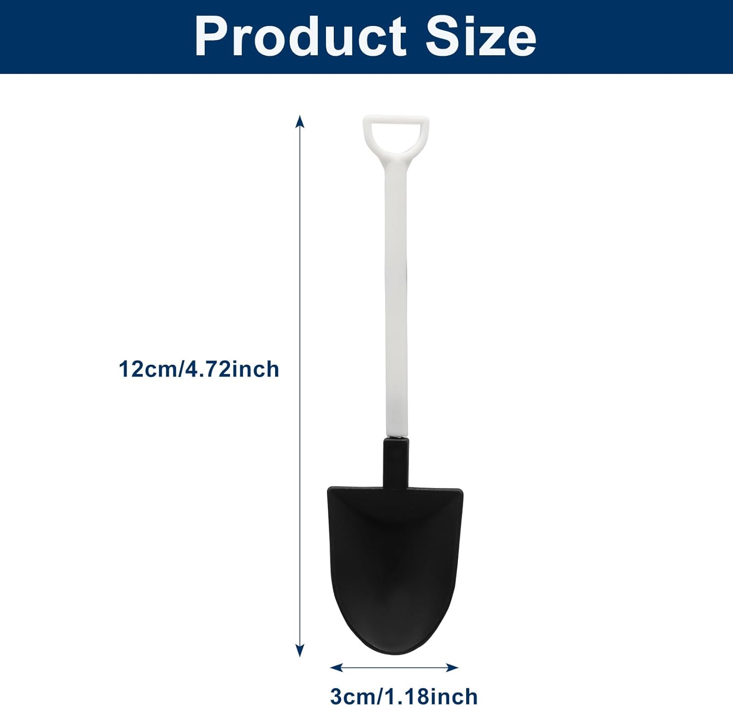 50 Pack Plastic Mini Shovel Shape Spoons for Desserts, Disposable Dessert Ice Cream Spoons, Fun Utensils for Family/Party Black+White