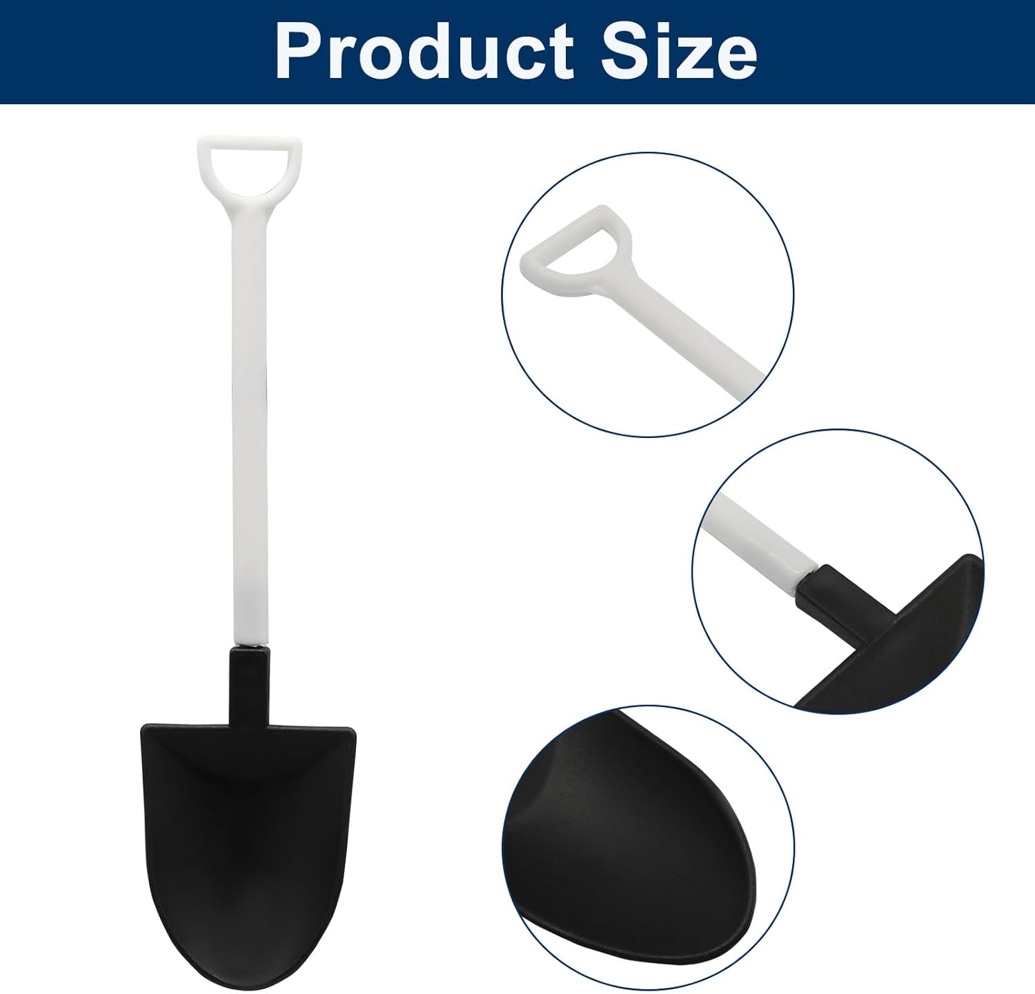 50 Pack Plastic Mini Shovel Shape Spoons for Desserts, Disposable Dessert Ice Cream Spoons, Fun Utensils for Family/Party Black+White
