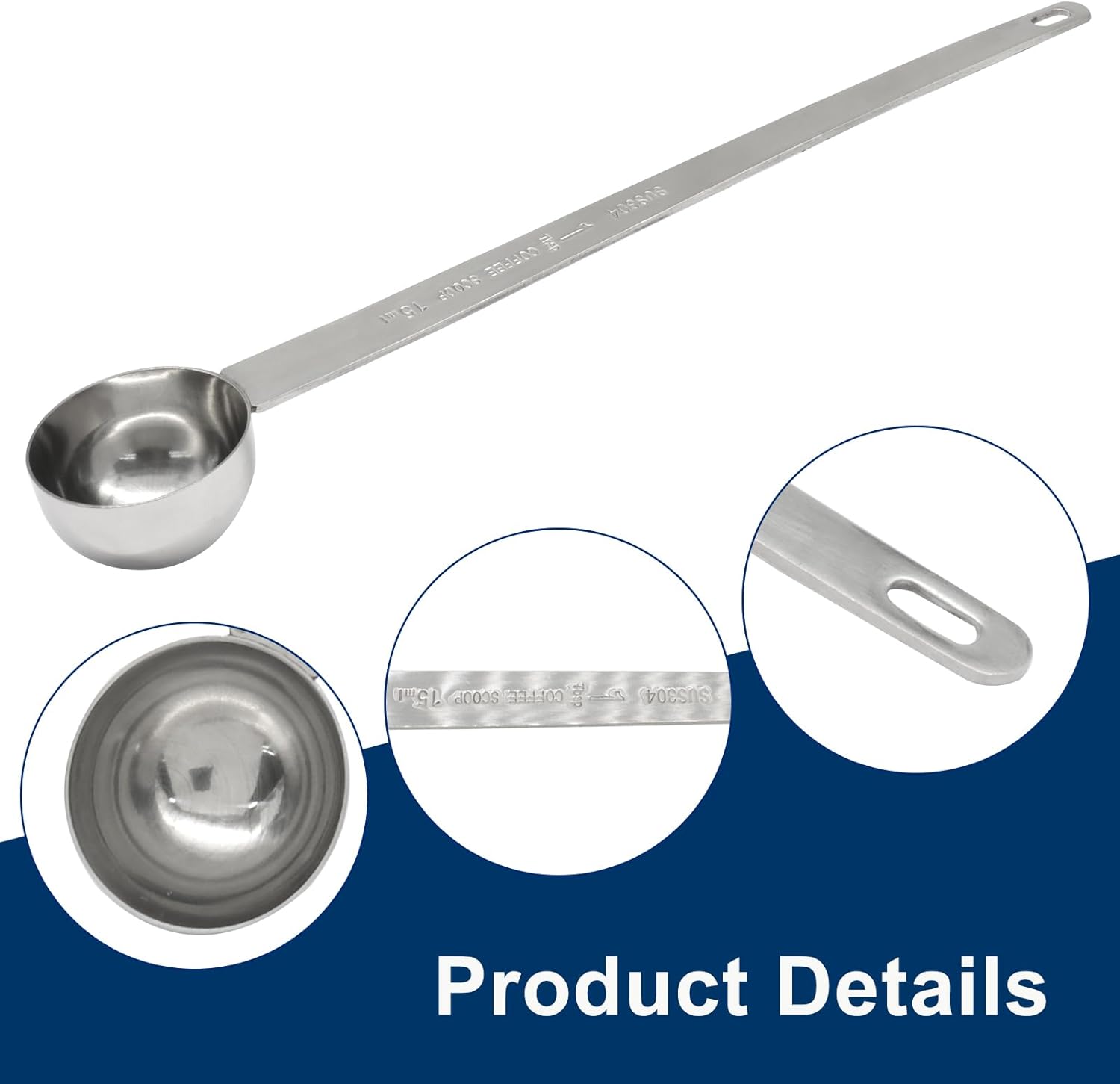 1 Tablespoon Coffee Scoop,Extra Long Handle Measuring Spoon Stainless Steel Scooper, Single Individual Measure Scoop for Ground Coffee 1 Pack, 15 ml