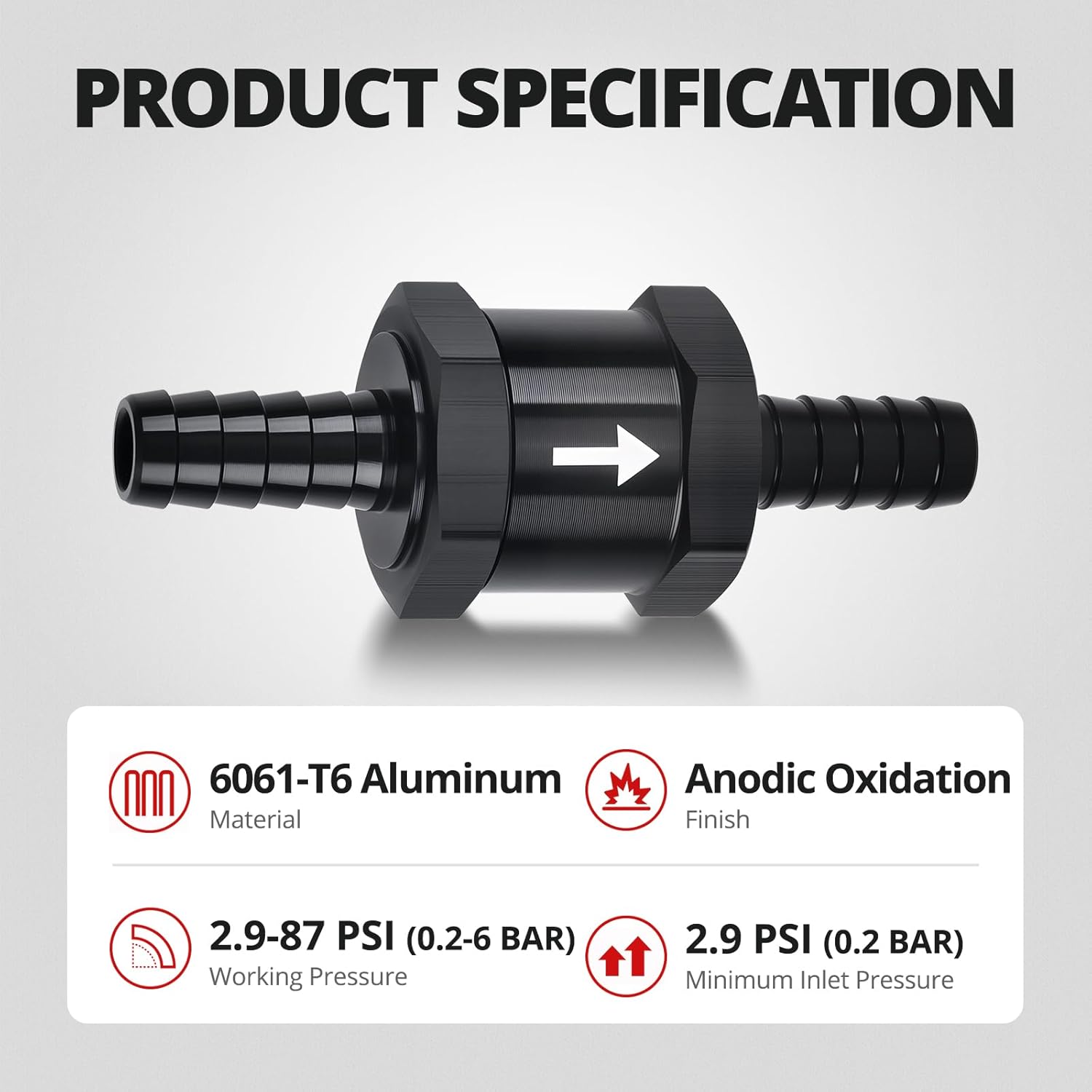 3/8" Fuel Check Valve One Way Inline Non Return Diesel Gasoline Black 10mm OD,2PCS