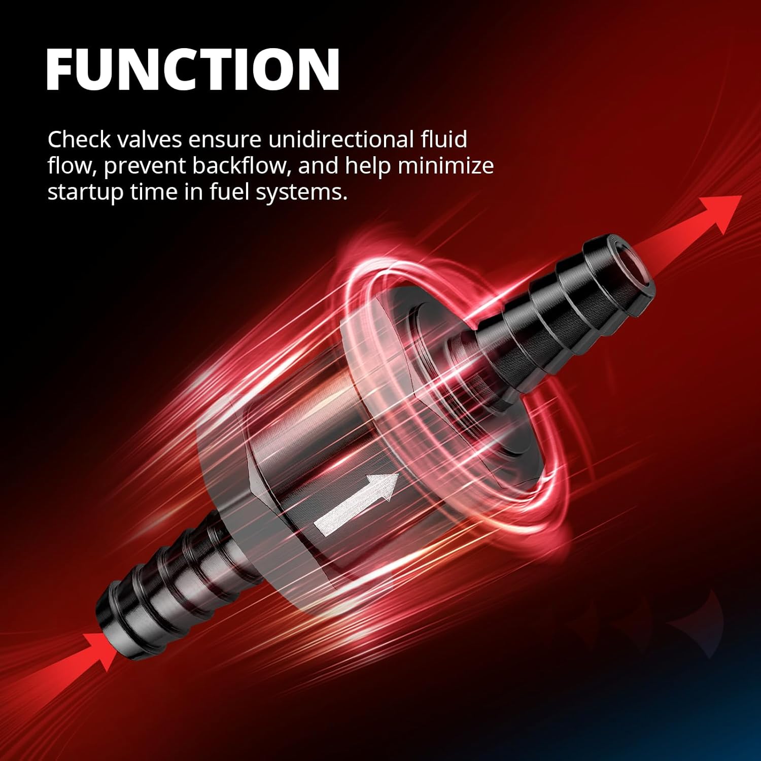 3/8" Fuel Check Valve One Way Inline Non Return Diesel Gasoline Black 10mm OD,2PCS
