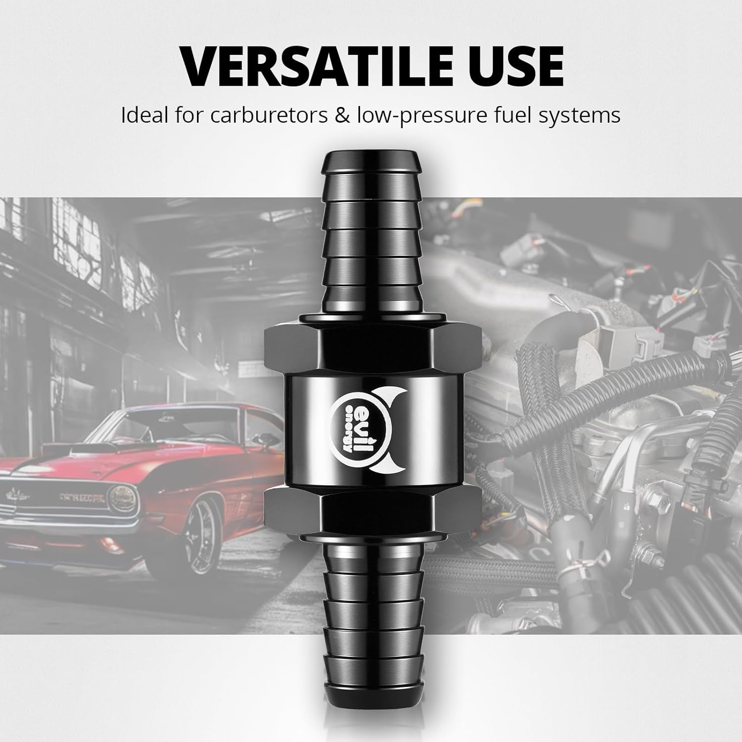 3/8" Fuel Check Valve One Way Inline Non Return Diesel Gasoline Black 10mm OD,2PCS
