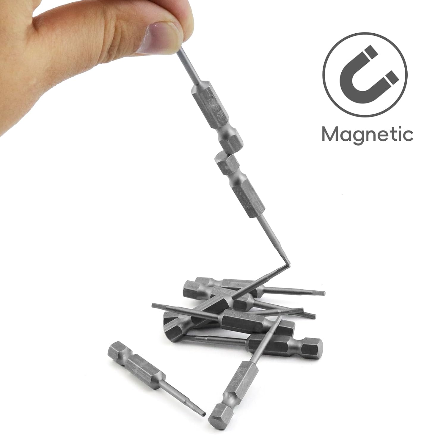 10pcs 1/16" Hex Allen Wrench Drill Bit Set, 1/4" Hex Shank, S2 Steel