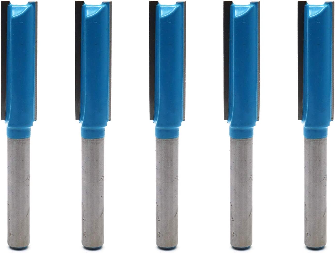 Straight Router Bit Double Flutes for Woodworking 1/4" Shank Dia 3/8" Cutting Dia - Pack of 5