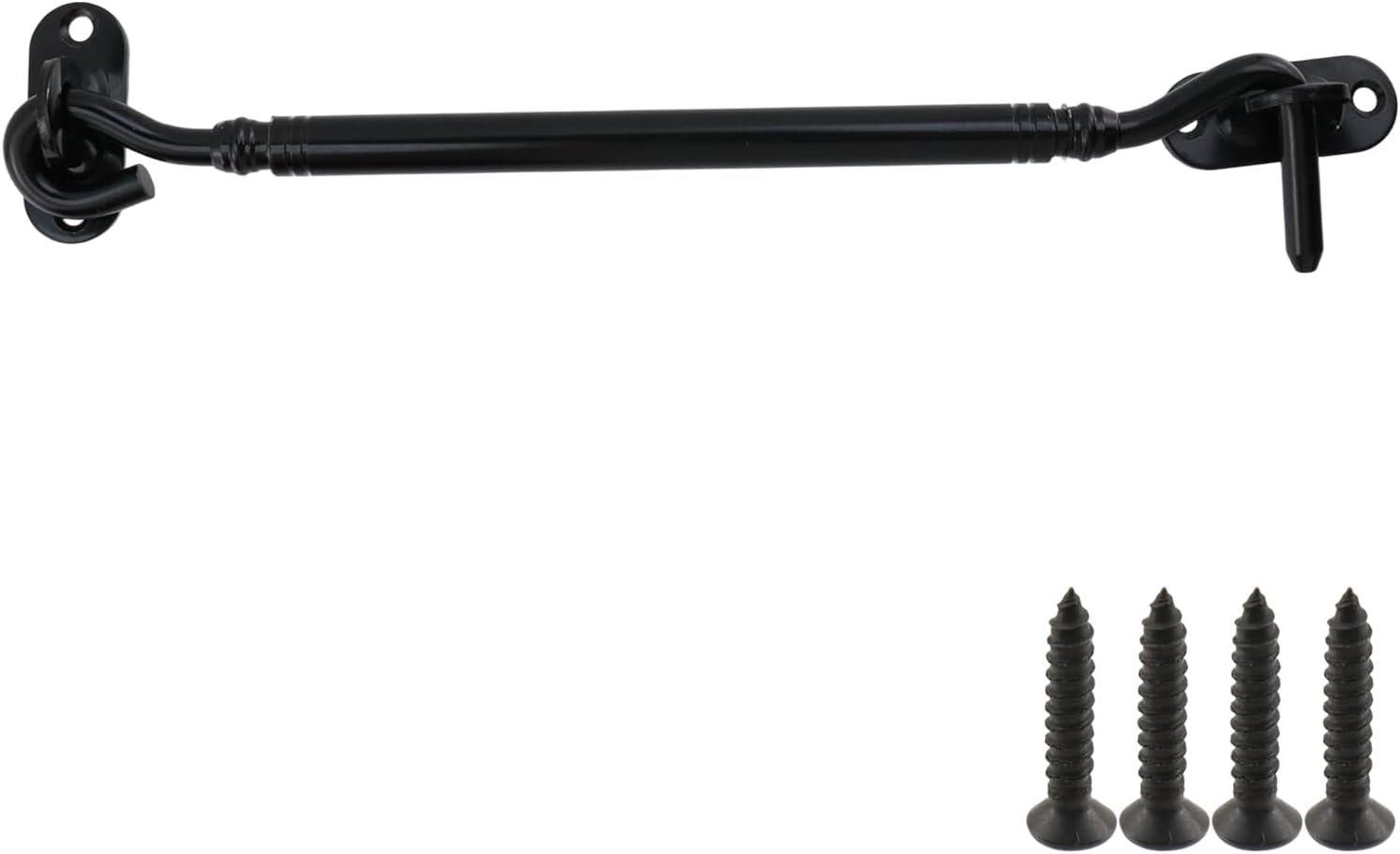 Gate Latch Hook and Eye Latch for Door Barn Door Lock Stainless Steel Door Latch for Shutters Window Shed Cabinet Black 8-inch Length - 2pcs