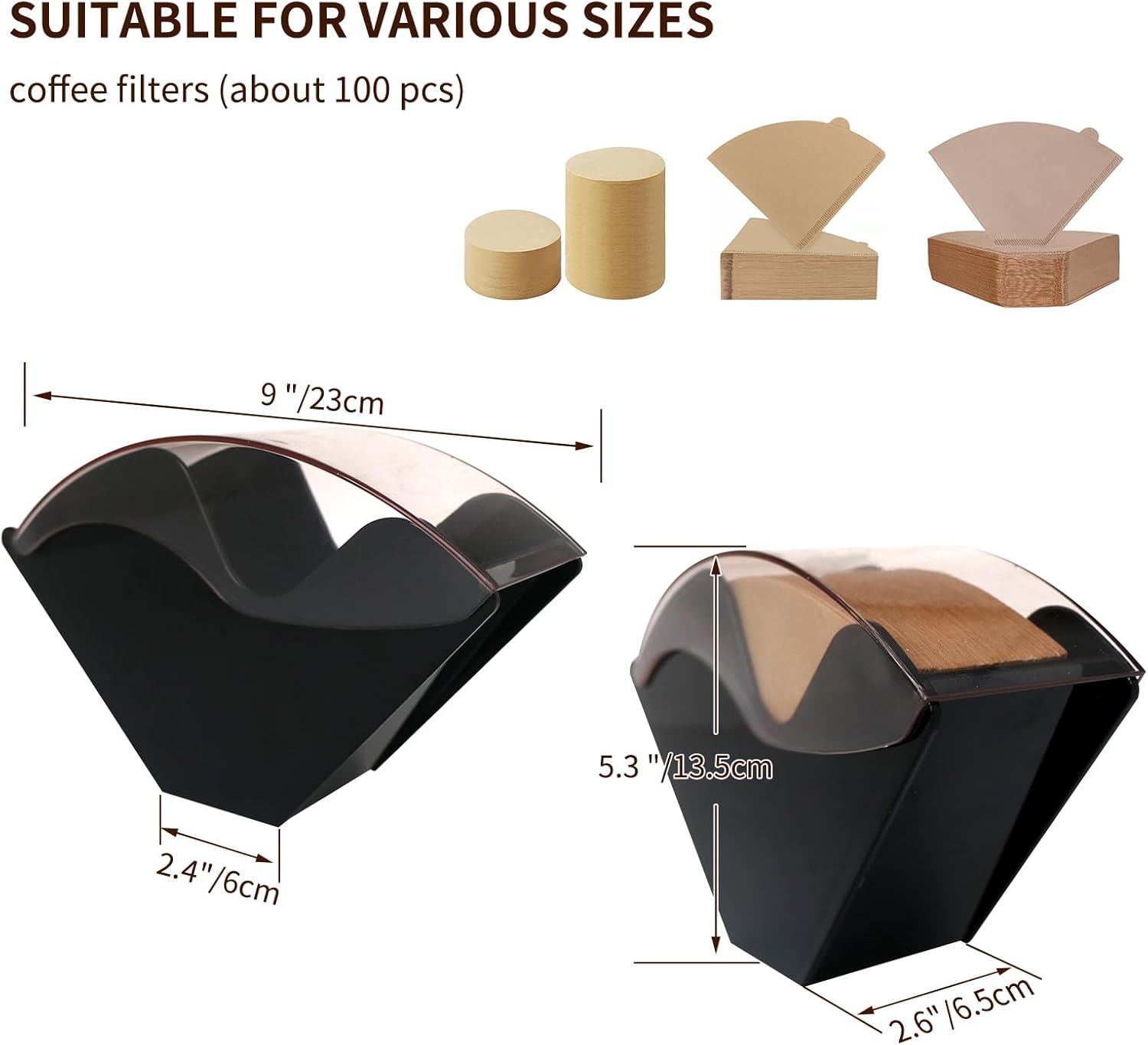Coffee Filter Holder for Organizer and Coffee Station Accessories Black