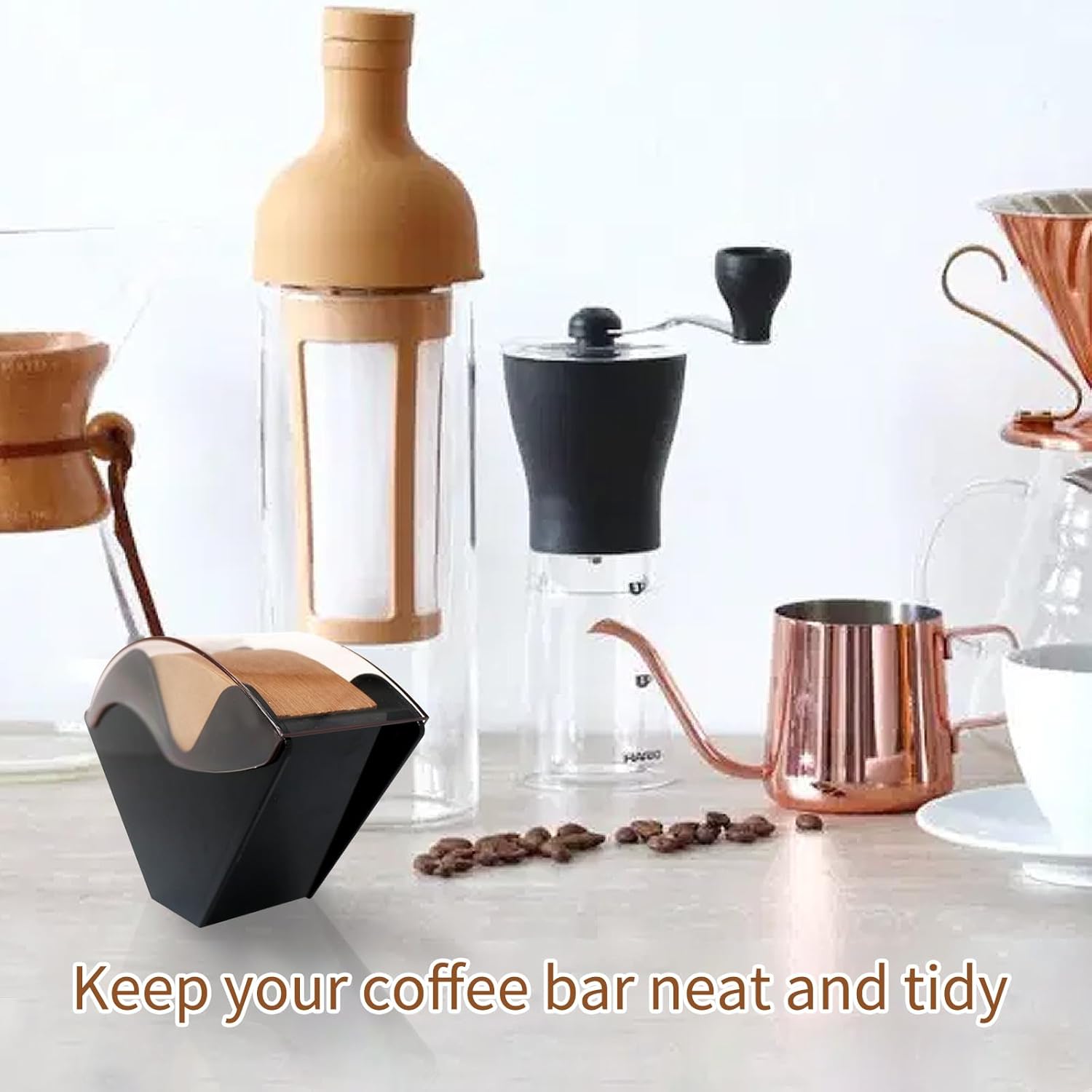 Coffee Filter Holder for Organizer and Coffee Station Accessories Black
