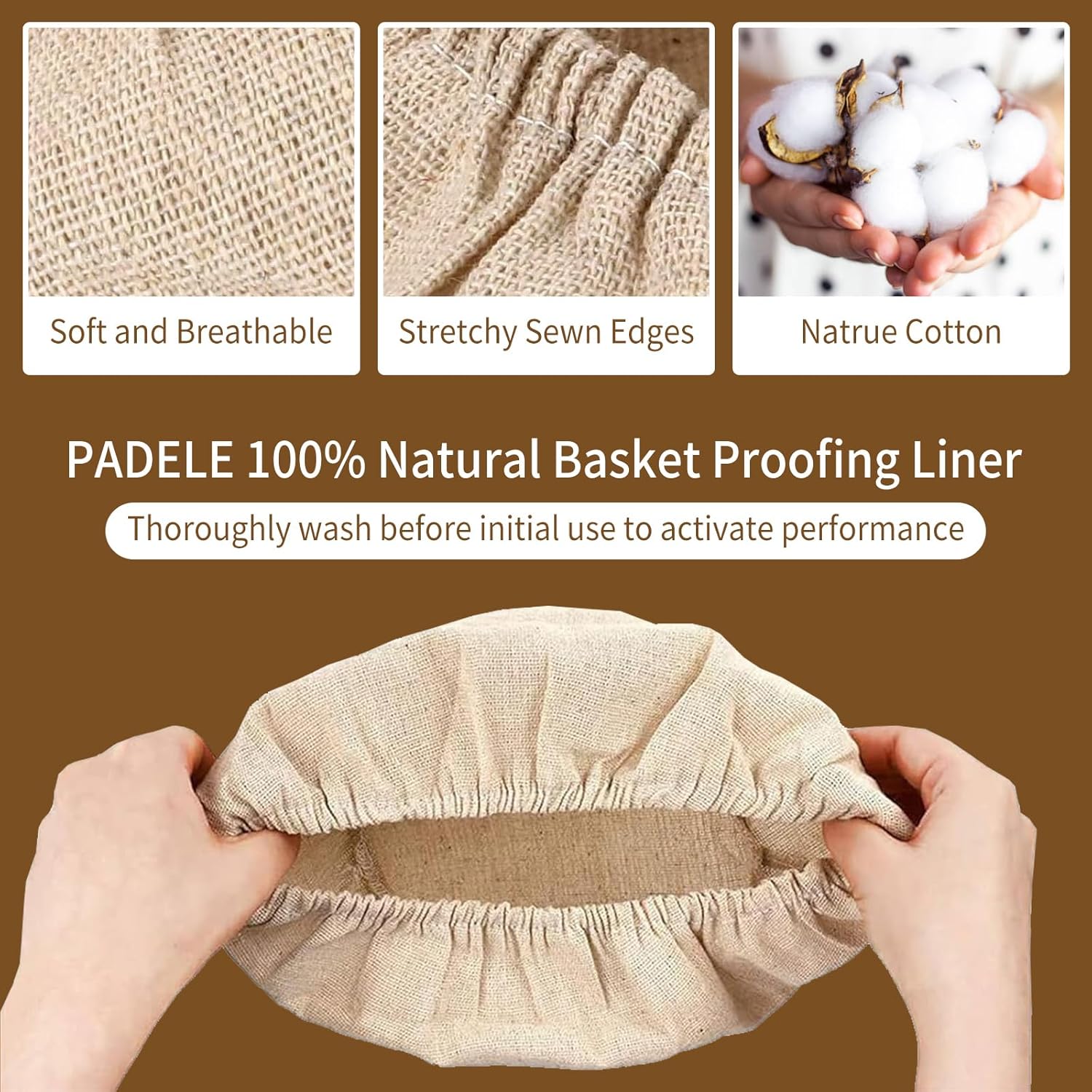 6 Packs Oval Banneton Cloth Liner for Bread Sourdough Proofing，10 inches，Natural Rattan Bread Proofing Cover for Banneton Basket Homemade Baking Dough Basket Not Included