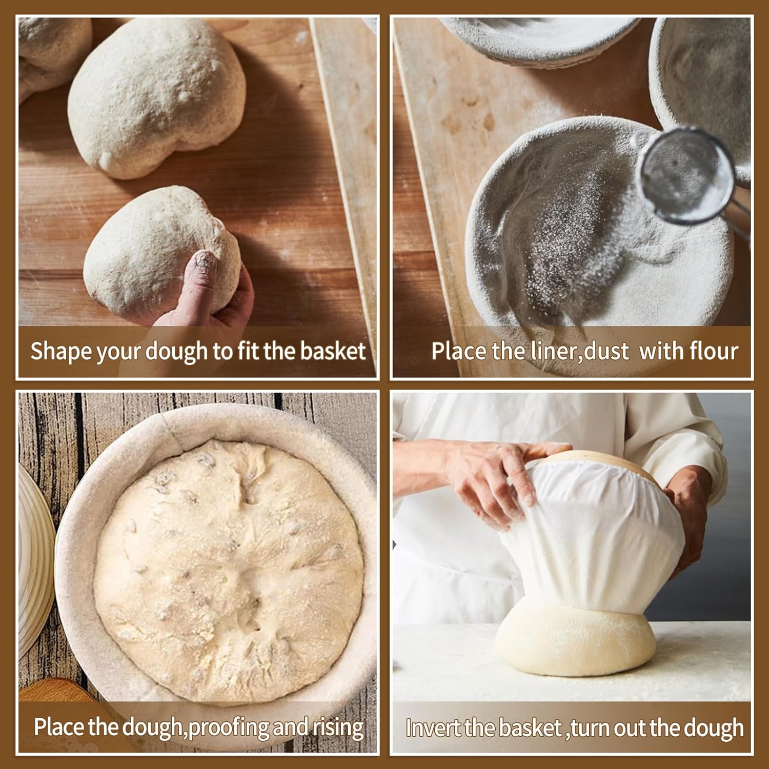 6 Packs Oval Banneton Cloth Liner for Bread Sourdough Proofing，10 inches，Natural Rattan Bread Proofing Cover for Banneton Basket Homemade Baking Dough Basket Not Included