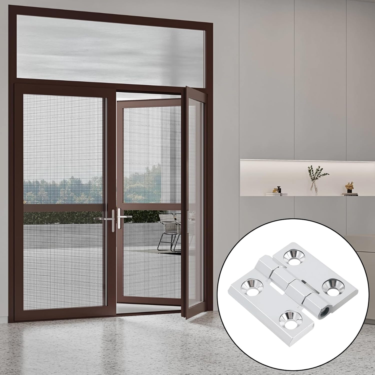 Butt Hinge Zinc Alloy Door Hinge Polished Chrom Silver Boat Hatch Hinges Heavy Duty Residential Bed Room Hinge for Doors Hardware 1.96" x 1.96" -4pcs