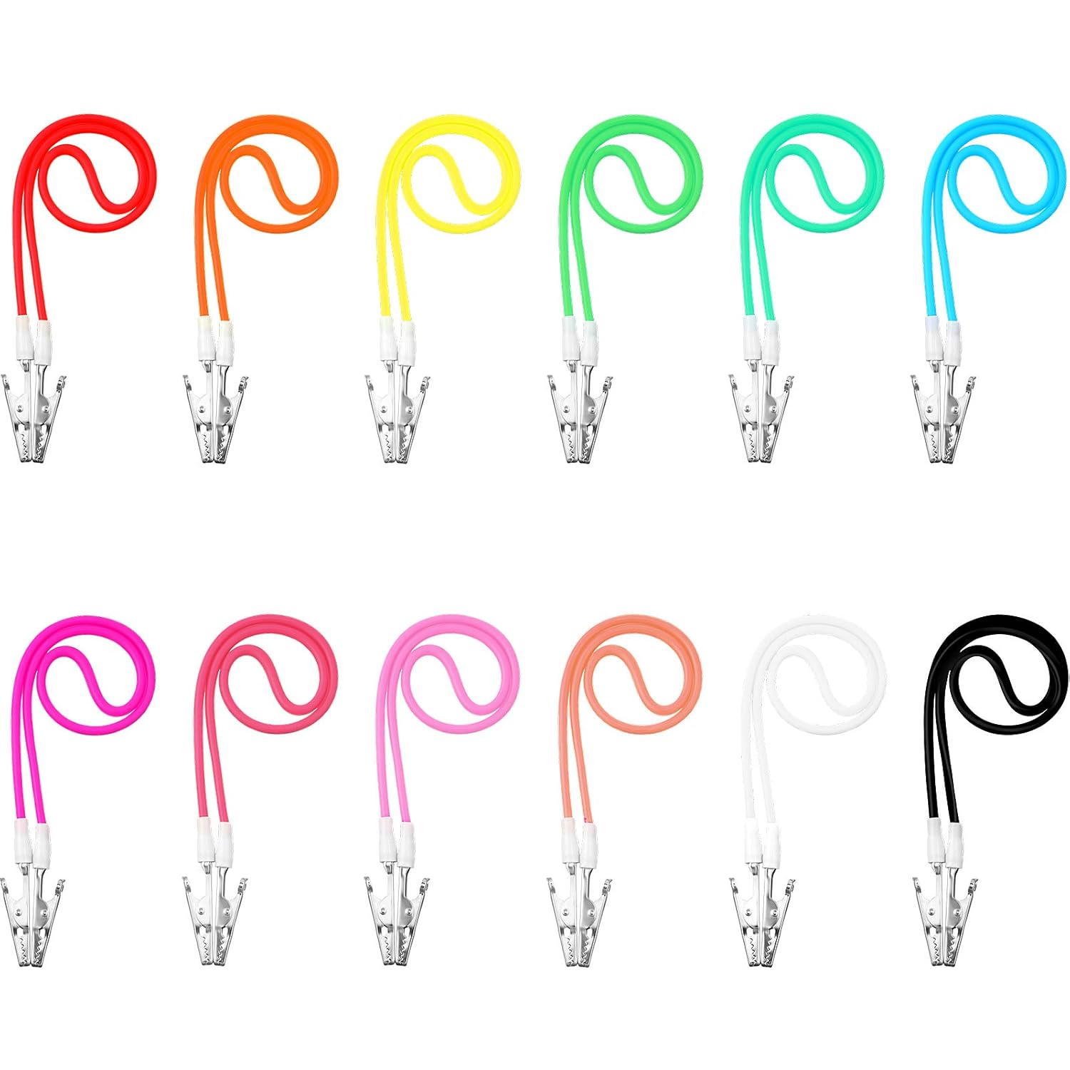 12 Pcs Silicone Dental Bib Clips Colorful Napkin Clips Bib Holder Dentist Napkin Chain Neck Chain with Lanyard for Elderly Adult Patient Towels Restaurant Cloth Travel Bright Color Series