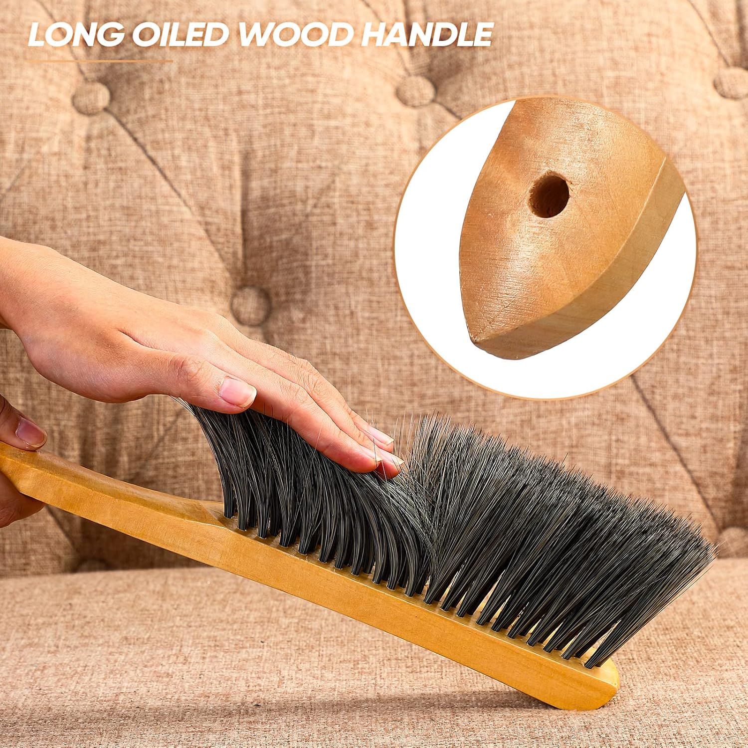 2 Pieces Wooden Bench Brushes Fireplace Brush Natural Fiber Bench Soft Bristles Long Wood Handle Dust for Hearth Tidy Car Home Workshop Woodworking Gray