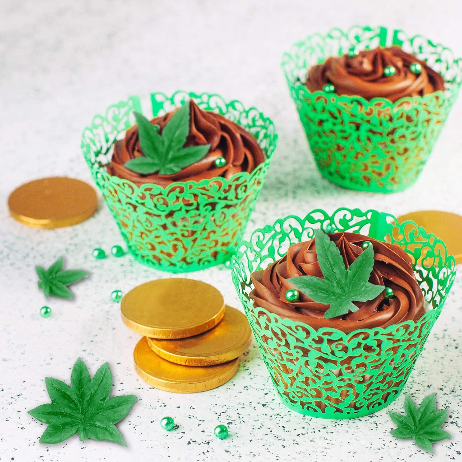 2 Pieces Weed Leaf Cake Fondant Mold Pot Leaves Silicone Mold for Weed Leaf Theme Cake Decoration, Chocolate Candy Polymer Clay Cookie Sugar Craft Rose Red