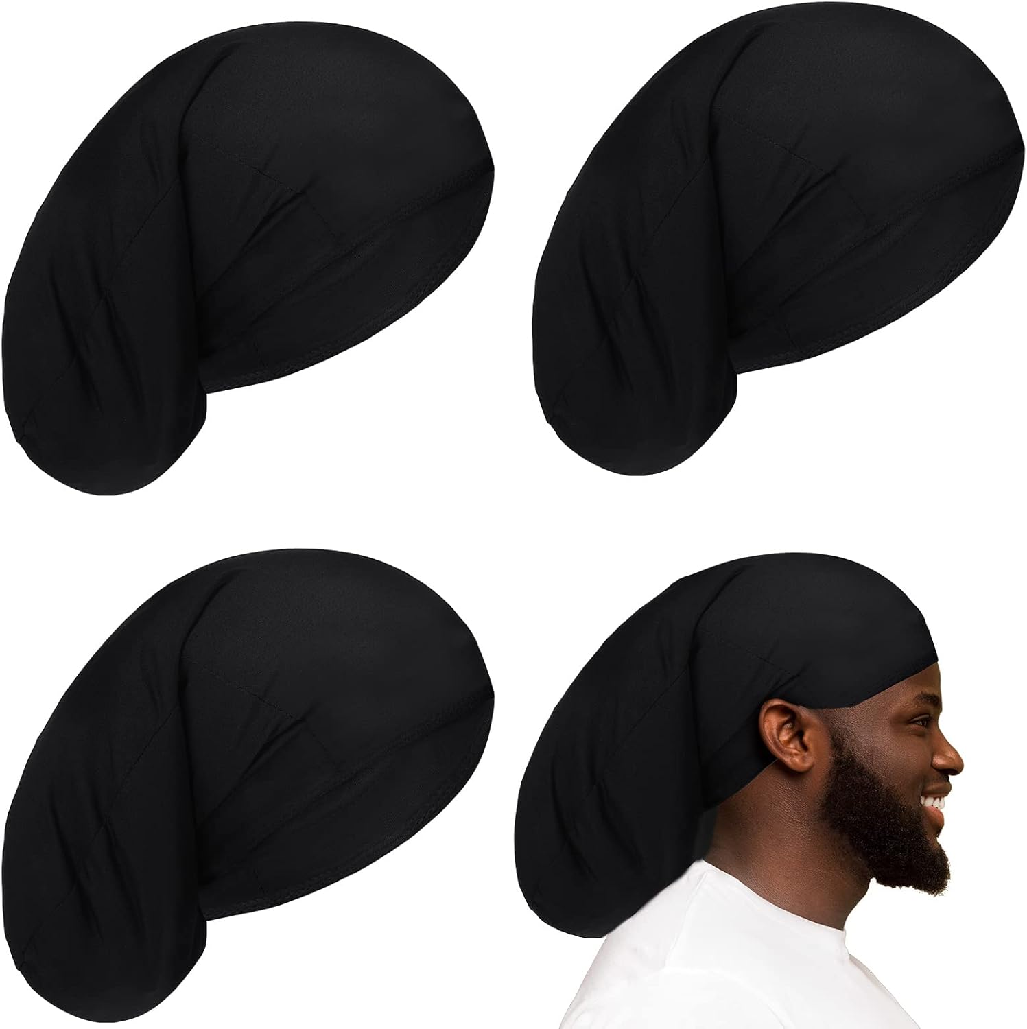 4 Pieces Unisex Dreadlock Cap Long Hair Dreads Head Wrap Sleeping Cap Hair Accessories Sleep Bonnet for Men Women