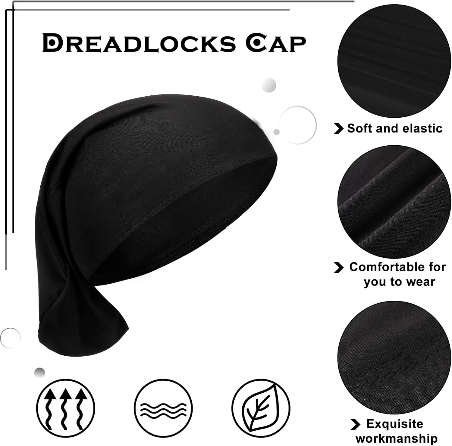 4 Pieces Unisex Dreadlock Cap Long Hair Dreads Head Wrap Sleeping Cap Hair Accessories Sleep Bonnet for Men Women