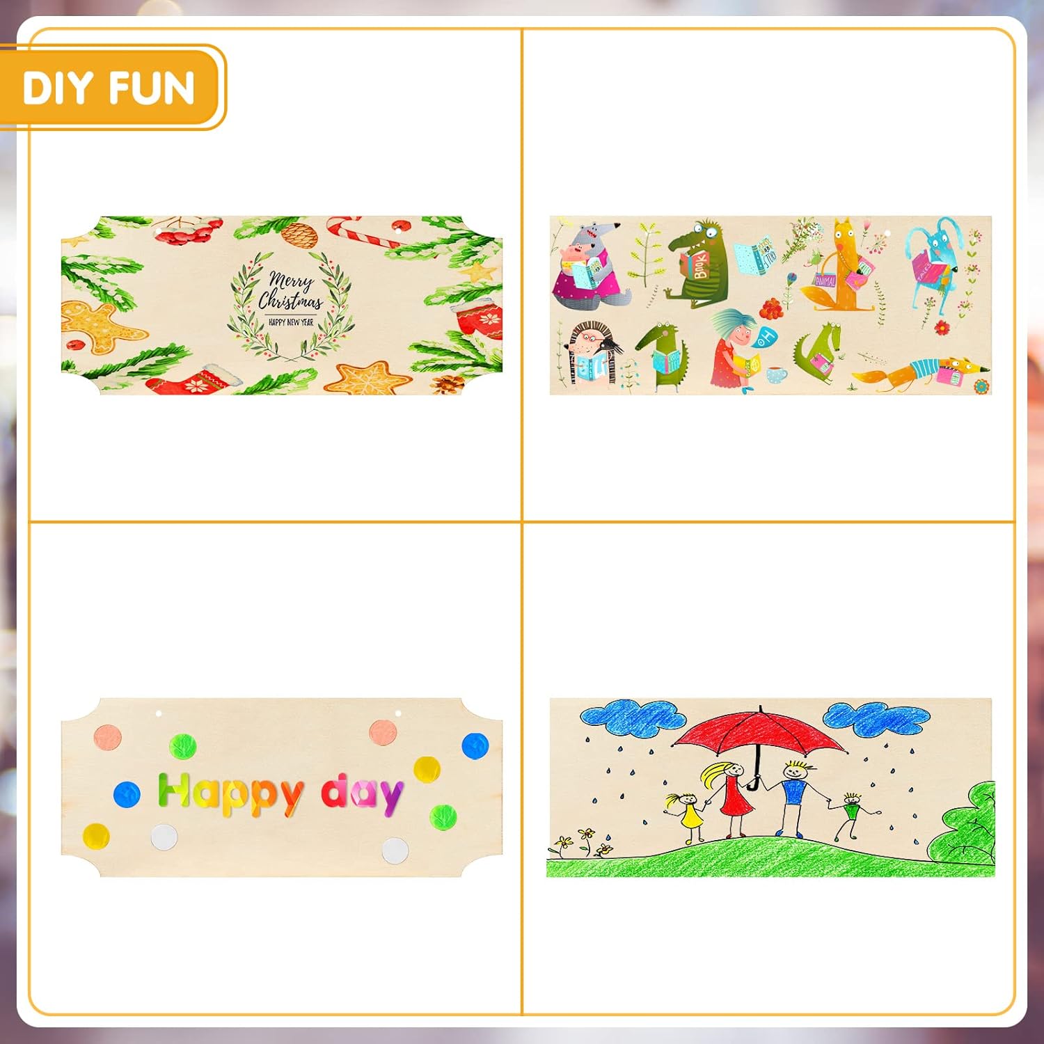 10 Pcs Unfinished Hanging Wood Sign Easter 9.8 x 3.9 Inch Rectangle Blank Wooden Plaque Blank Hanging Wooden Slices Banners with Ropes for Spring Painting Writing DIY Crafts