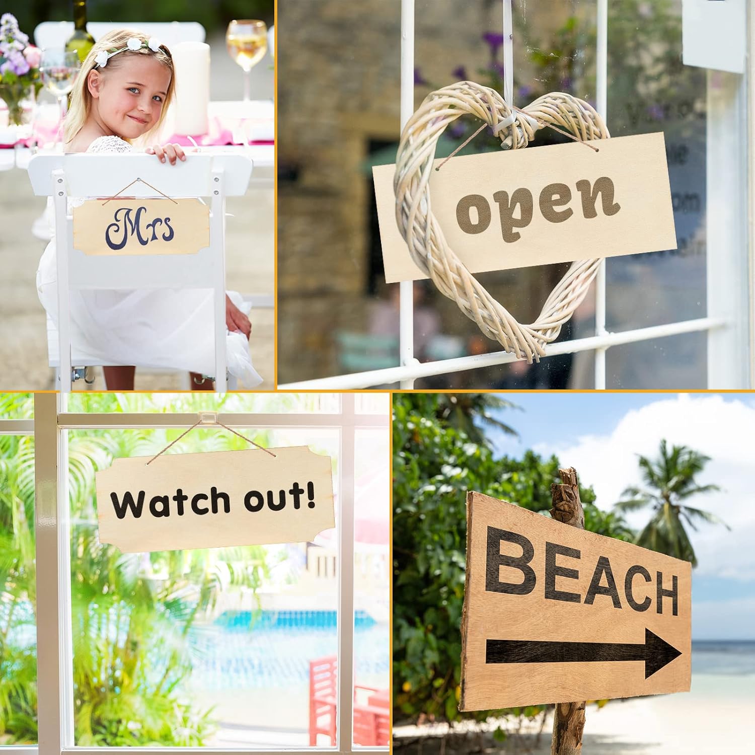 10 Pcs Unfinished Hanging Wood Sign Easter 9.8 x 3.9 Inch Rectangle Blank Wooden Plaque Blank Hanging Wooden Slices Banners with Ropes for Spring Painting Writing DIY Crafts