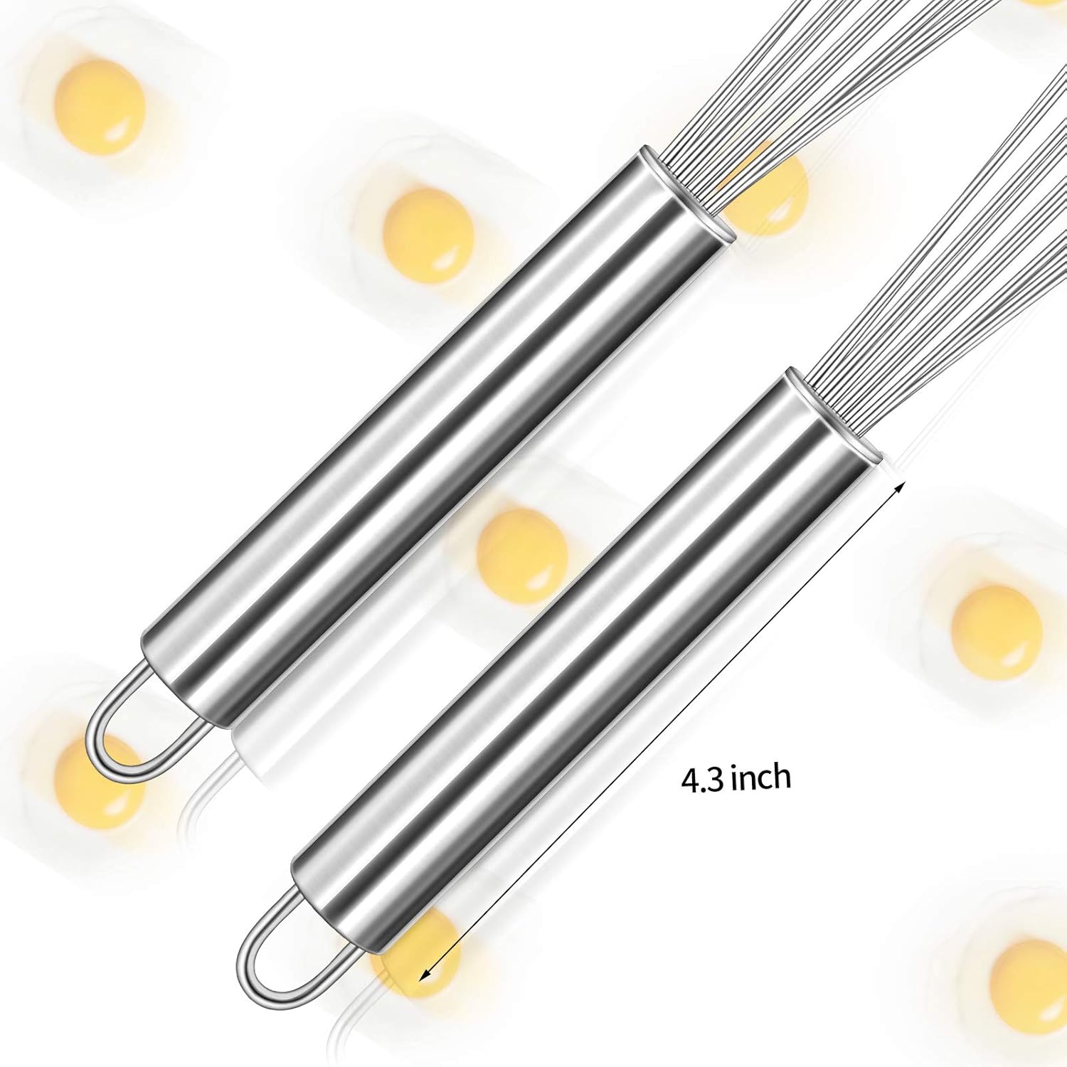 2 Pieces Stainless Steel Ball Whisk Wire Egg Whisk Set Kitchen for Cooking, Blending, Whisking, Beating, Stirring 10 Inch and 12 Inch
