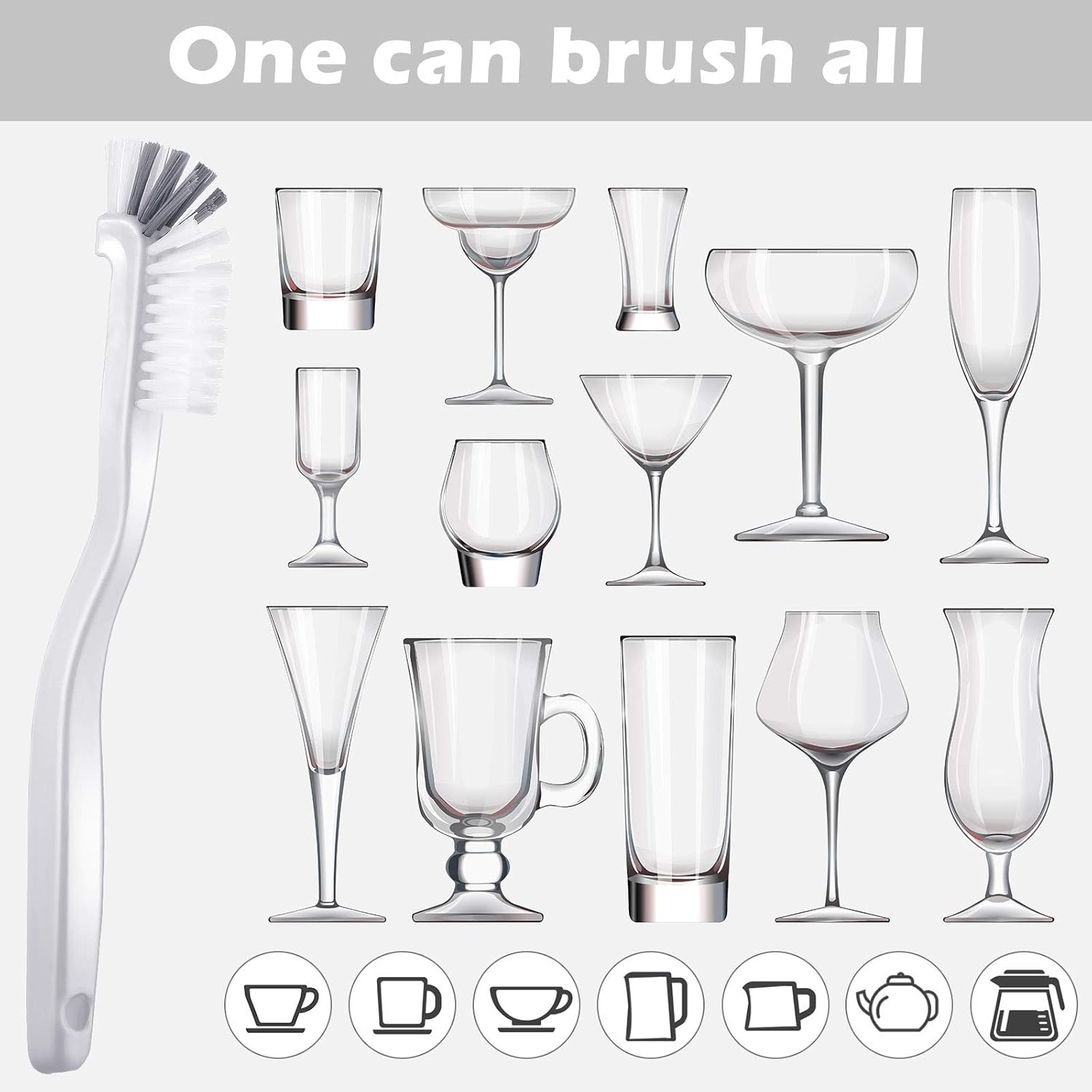 5 Piece Cleaning Dish Scrub Brush Kitchen Sink Bathroom Brushes, Household Pot Pan Dishwasher Edge Corners Grout Deep Cleaning Brush with Stiff Bristles White and Black