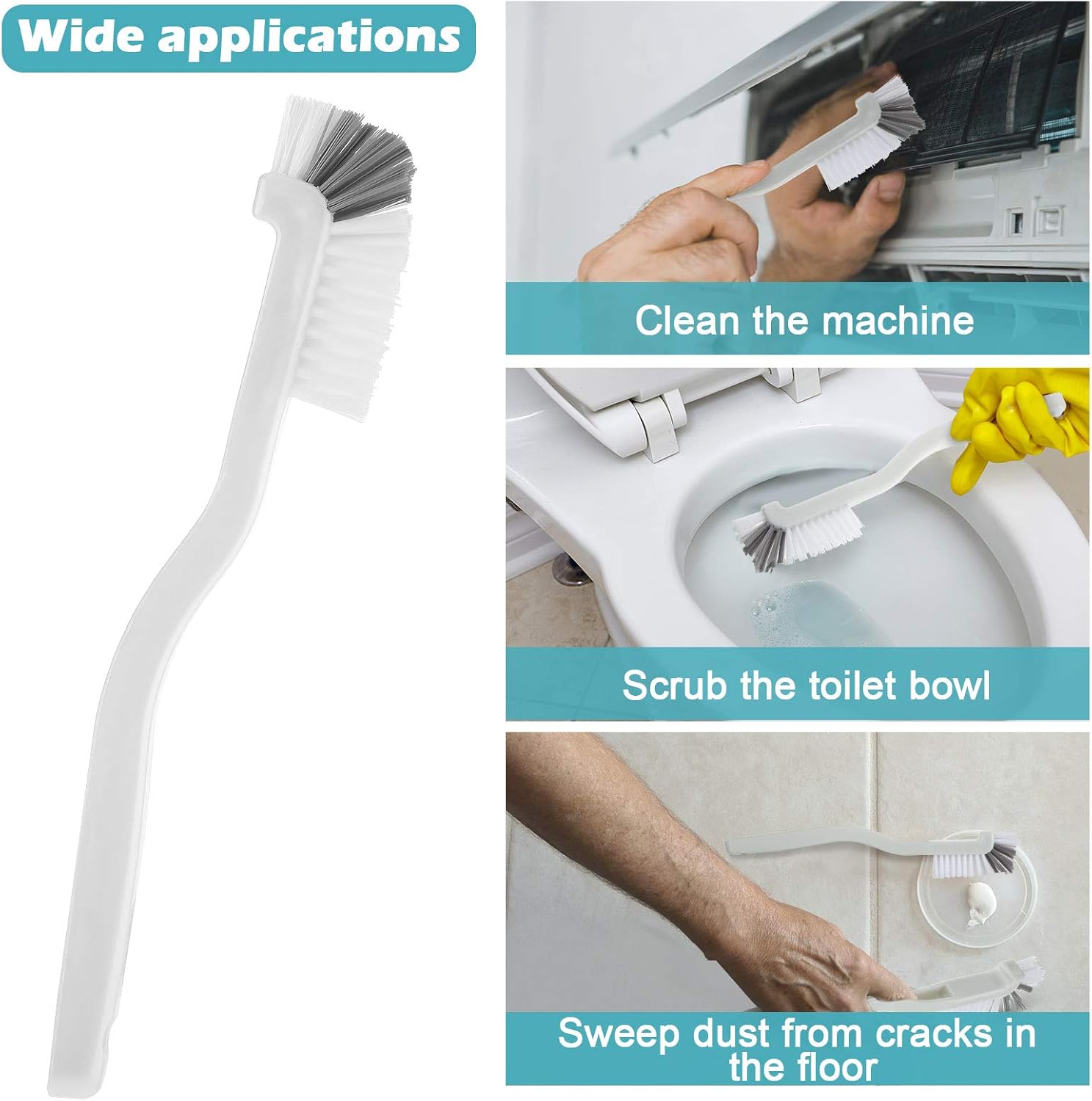 5 Piece Cleaning Dish Scrub Brush Kitchen Sink Bathroom Brushes, Household Pot Pan Dishwasher Edge Corners Grout Deep Cleaning Brush with Stiff Bristles White and Black
