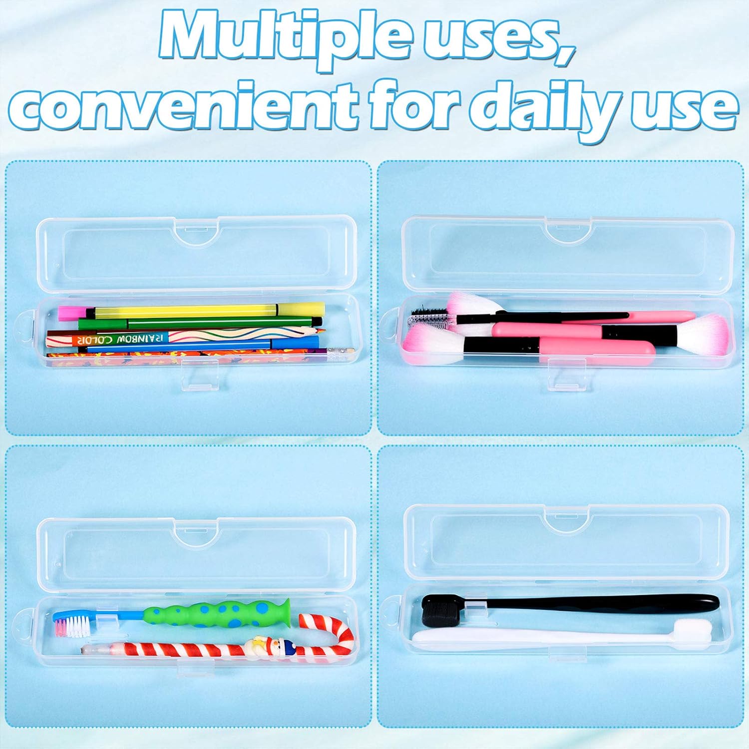 5 Pieces Portable Travel Toothbrush Case, Travel Toothbrush Holder Hard Plastic Dust-Proof Toothbrush Container Toothpaste Box Holder for Travel Use Clear